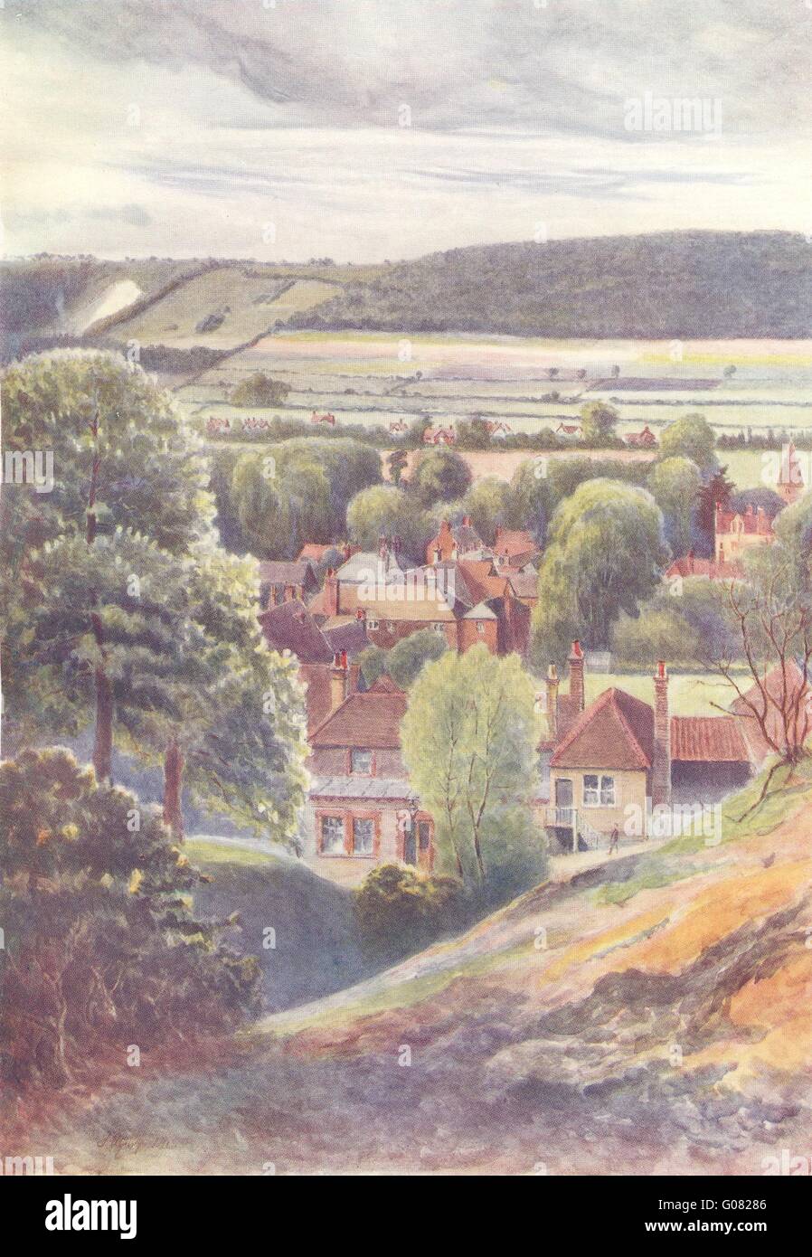 LIMPSFIELD: Blick auf die Stadt. Surrey, antiken Druck 1914 Stockfoto