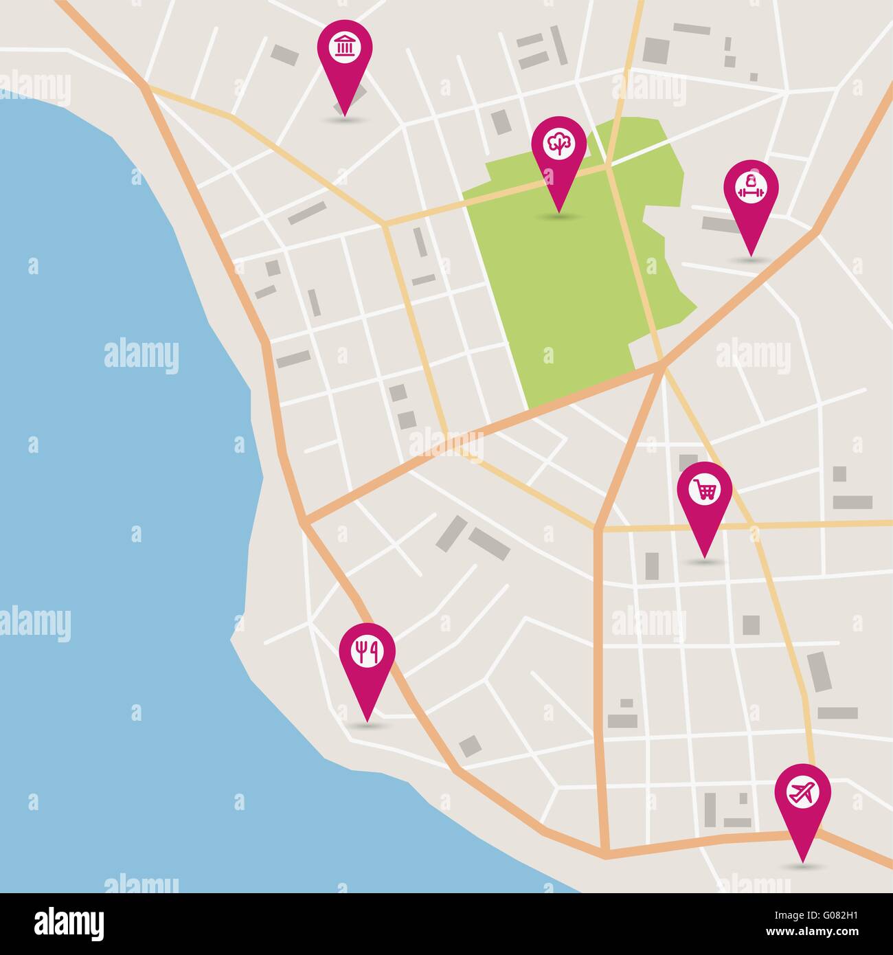 Vektor-Stadtplan Stock Vektor