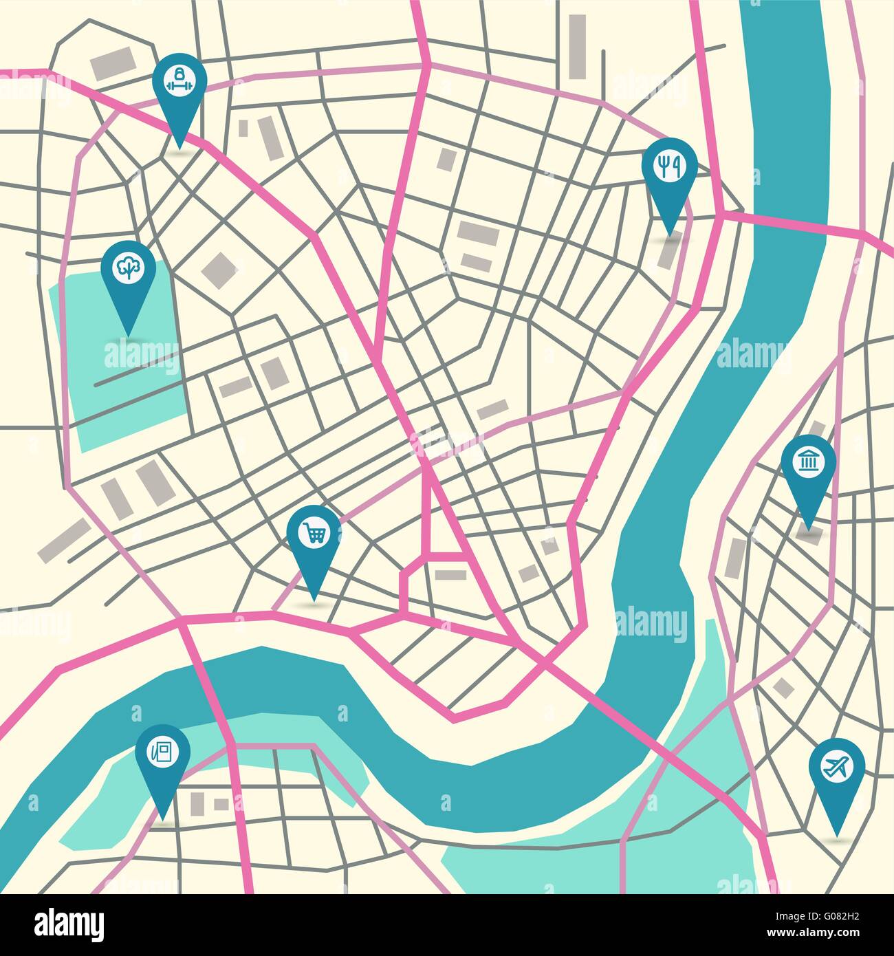Vektor-Stadtplan Stock Vektor