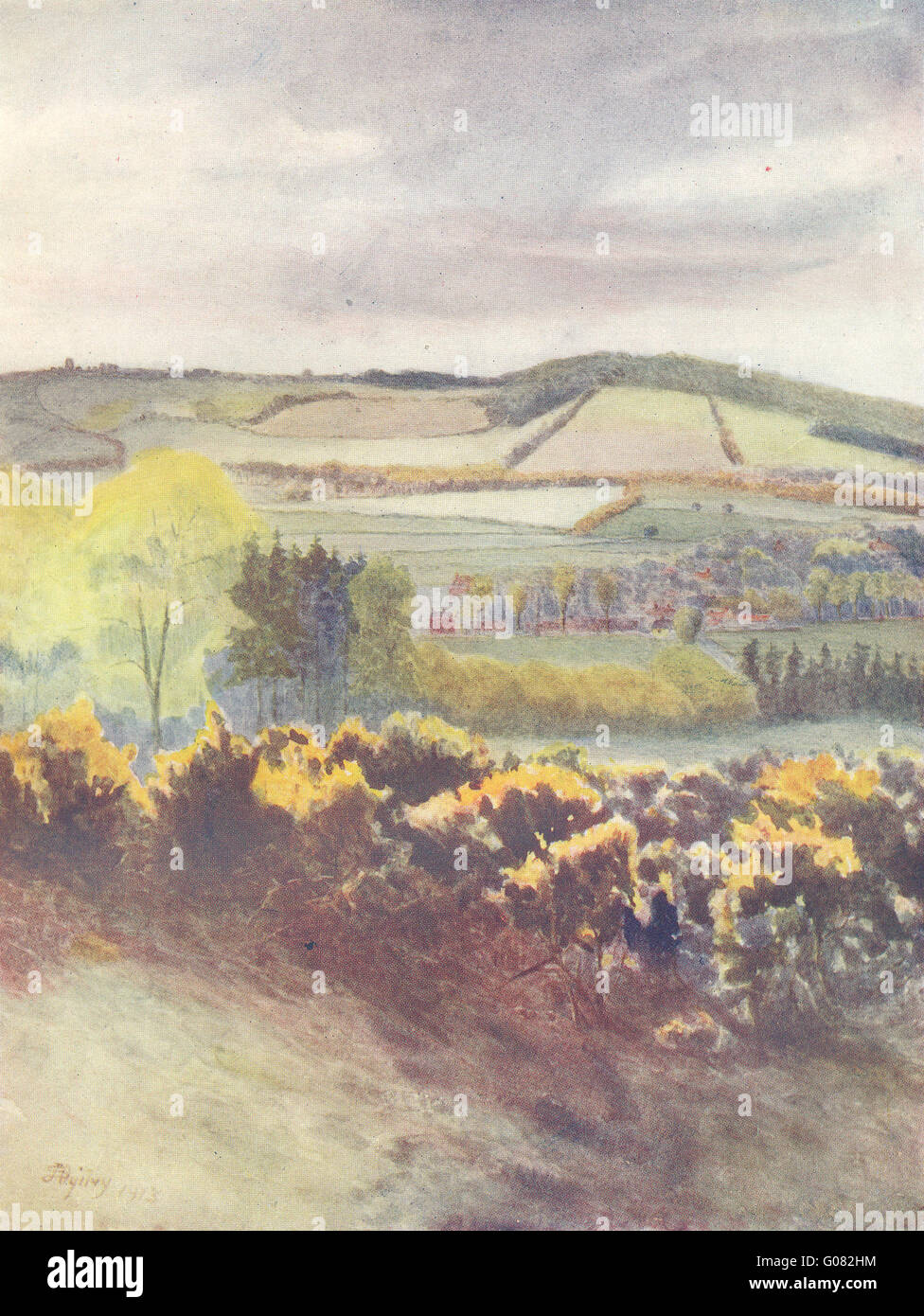 TANDRIDGE: Blick Richtung Caterham, vom Tilburstow-Hügel. Surrey, alte print 1914 Stockfoto