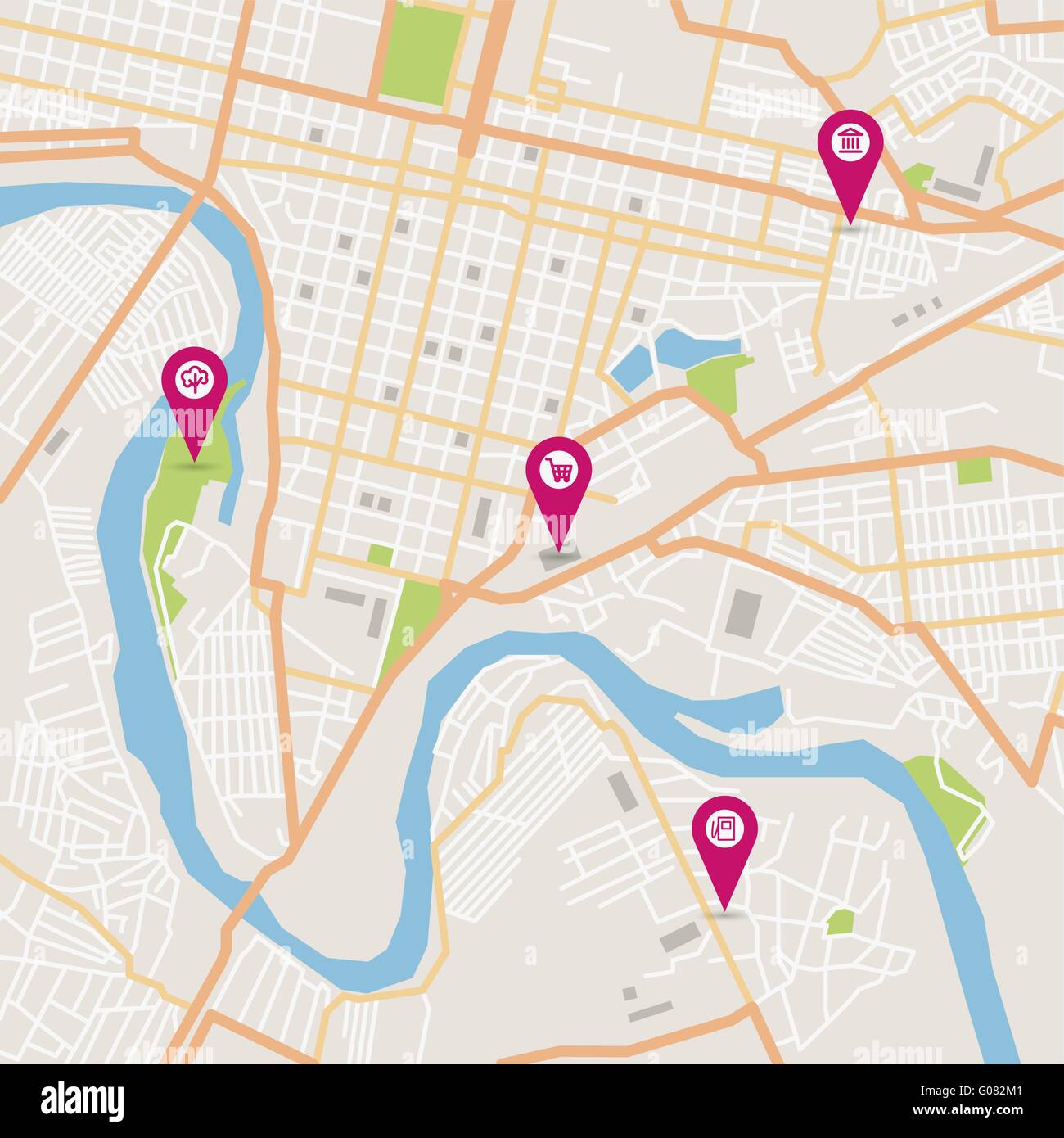 Vektor-Stadtplan Stock Vektor