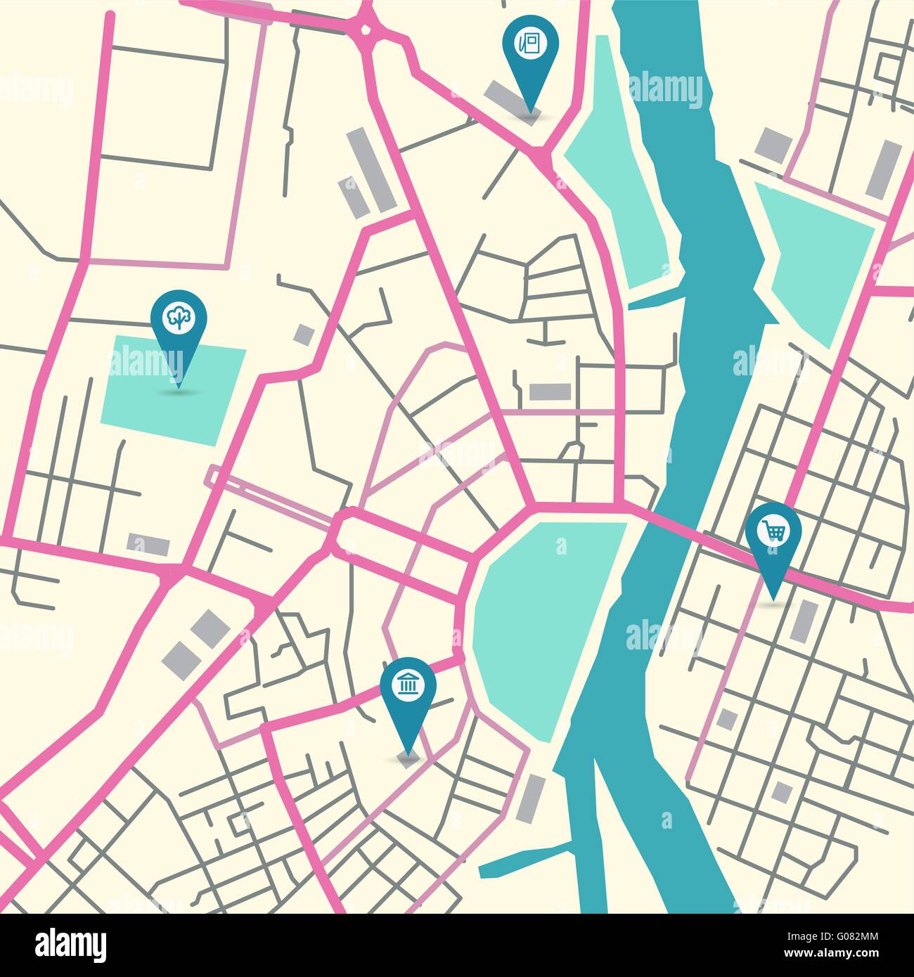 Vektor-Stadtplan Stock Vektor