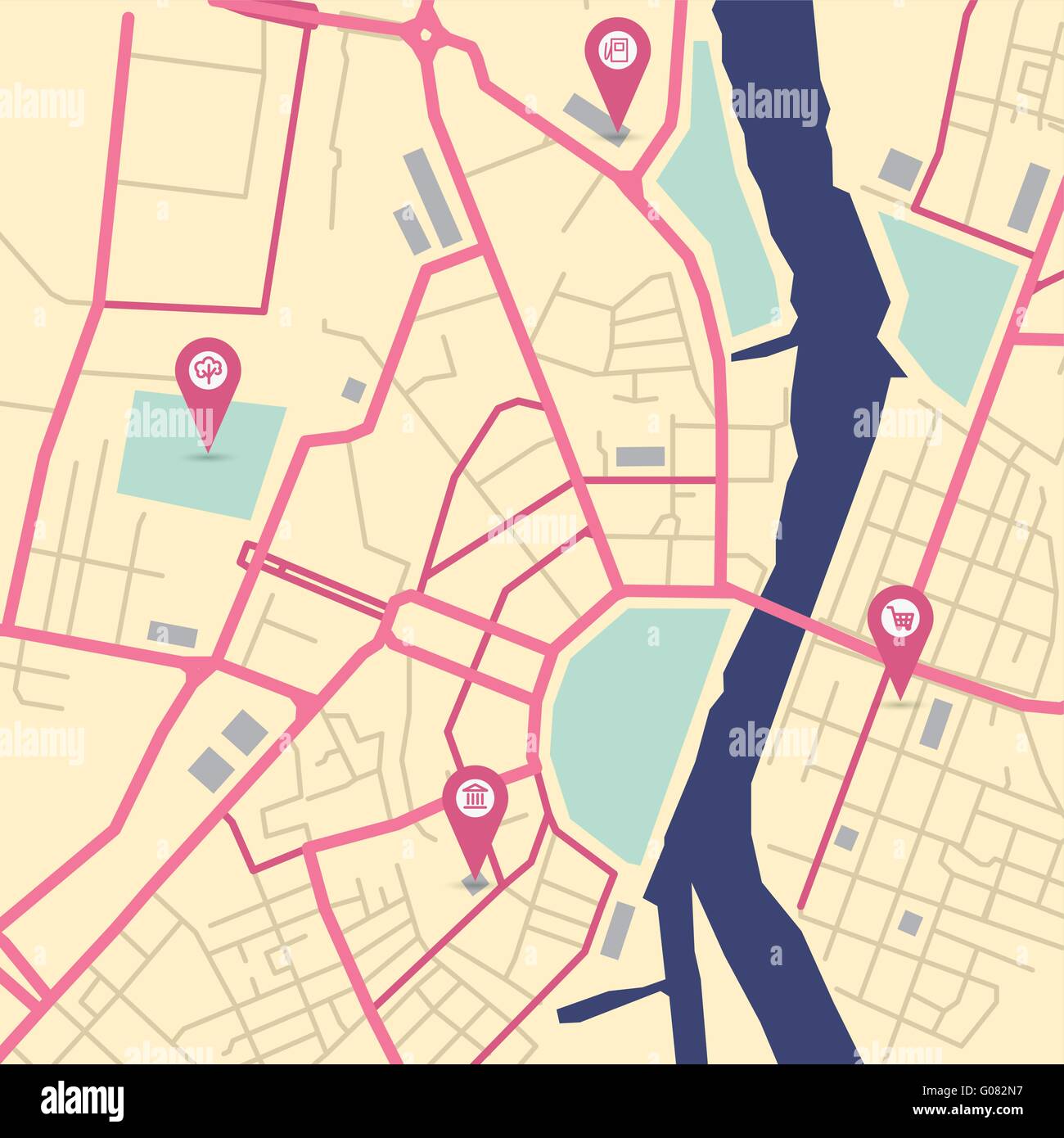 Vektor-Stadtplan Stock Vektor