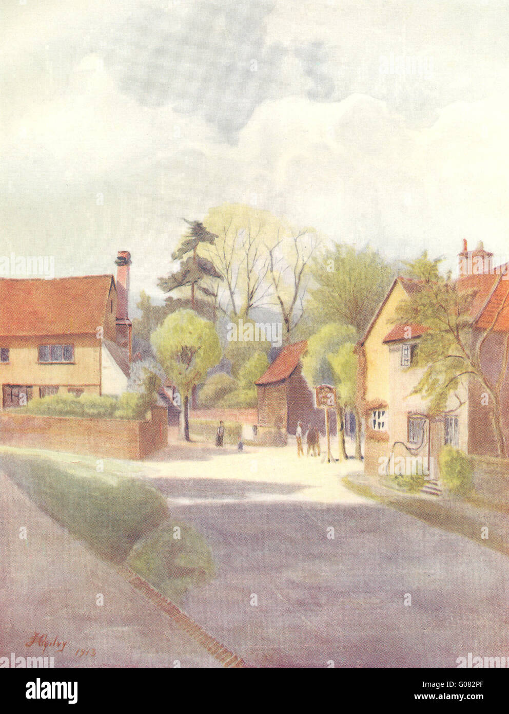 BETCHWORTH: Blick auf die Stadt. Surrey, antiken Druck 1914 Stockfoto