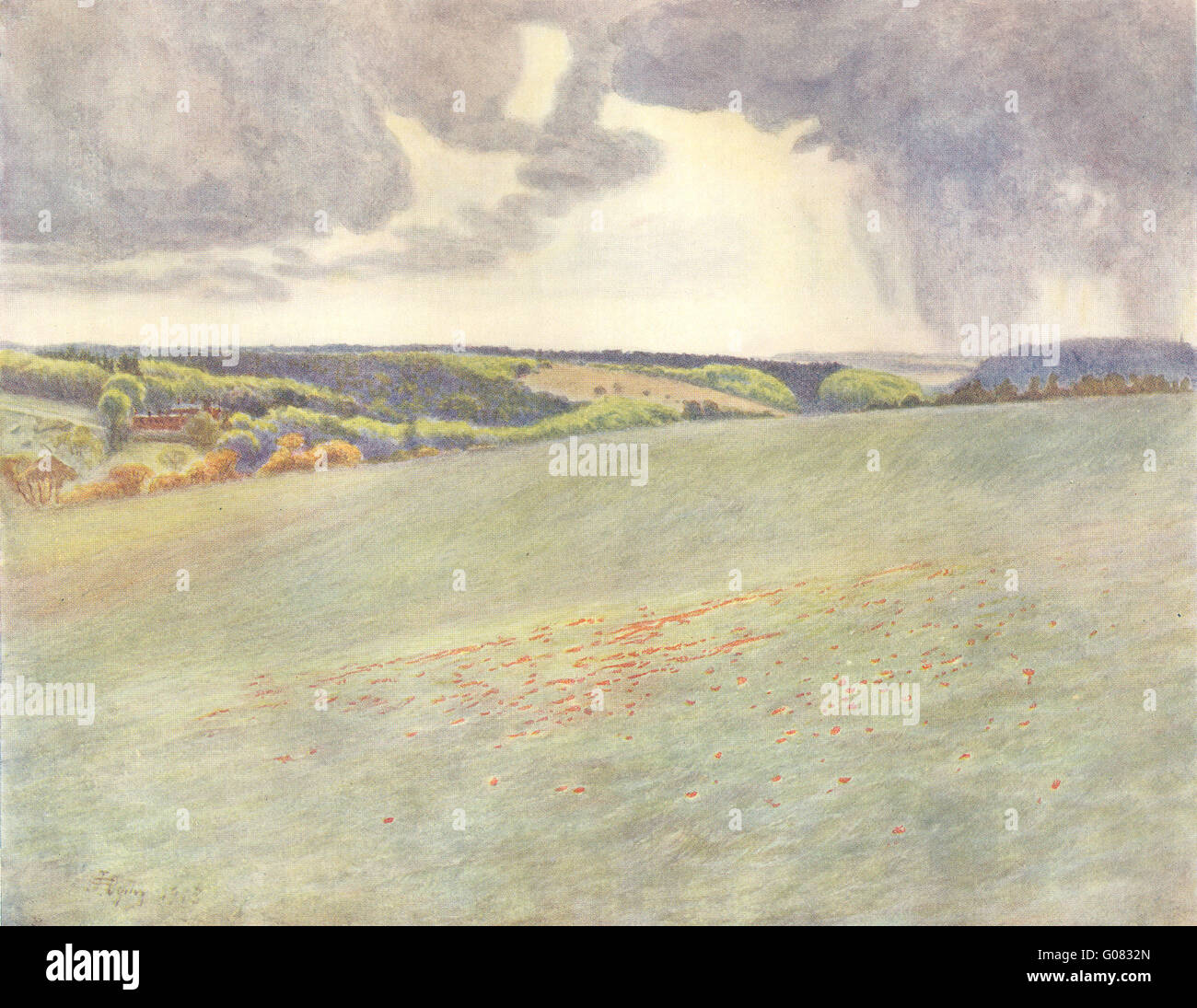 NORTH DOWNS: Box Hill und Ranmore von Tot-Hügel. Surrey, antiken Druck 1914 Stockfoto