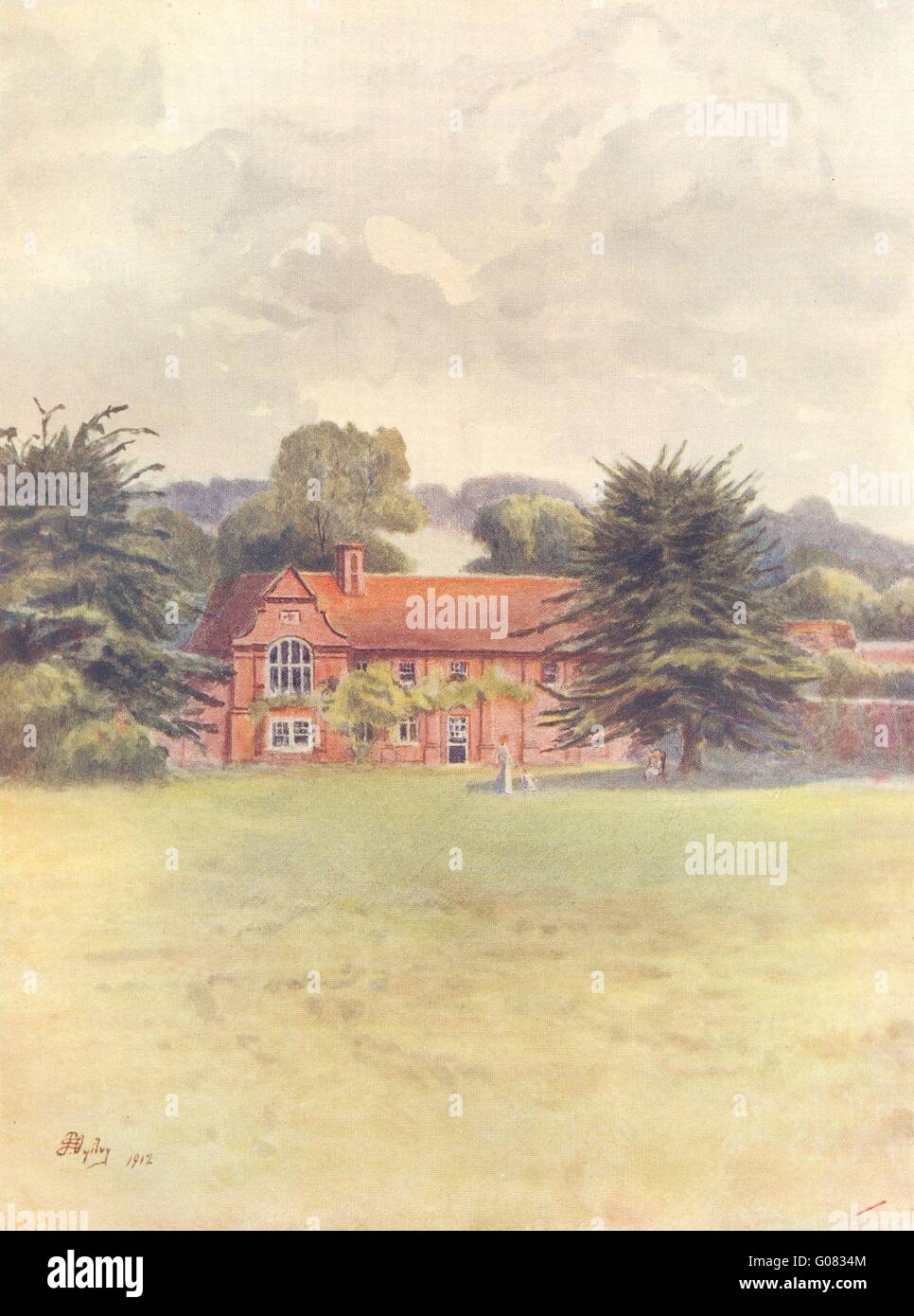 SCHÜREN D'ABERNON: Slyfield statt. Surrey, antiken Druck 1914 Stockfoto