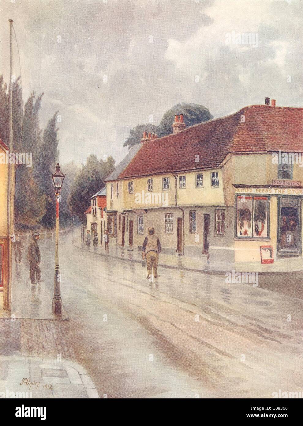 EWELL: Blick auf die Stadt. Surrey, antiken Druck 1914 Stockfoto