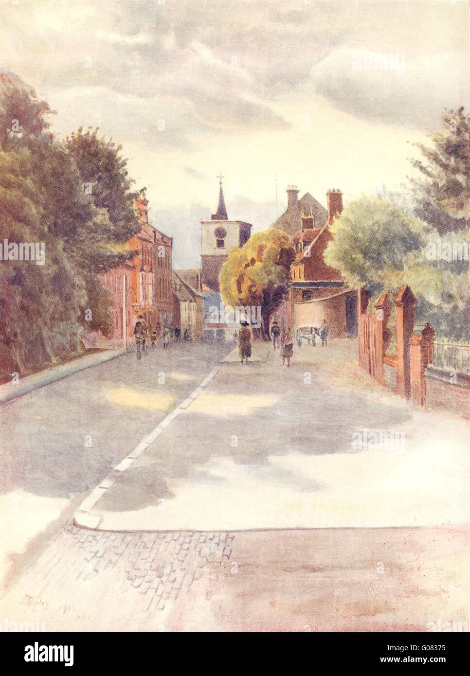 Essen: Blick auf die Stadt. Surrey, antiken Druck 1914 Stockfoto