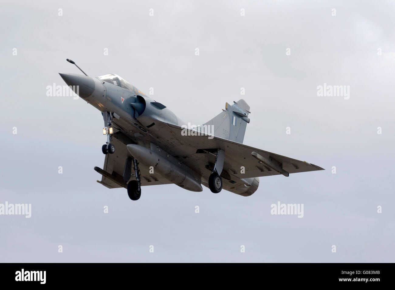 Griechische Luftwaffe Dassault Mirage 2000-5EG auf Finale für Start-und Landebahn 31. Stockfoto