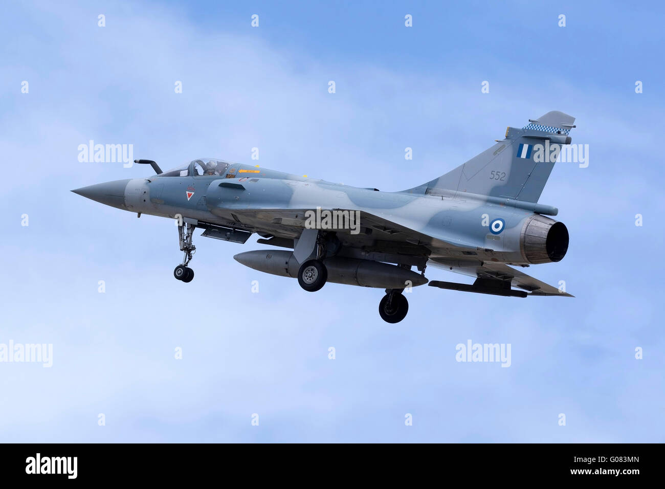 Griechische Luftwaffe Dassault Mirage 2000-5EG auf Finale für Start-und Landebahn 31. Stockfoto