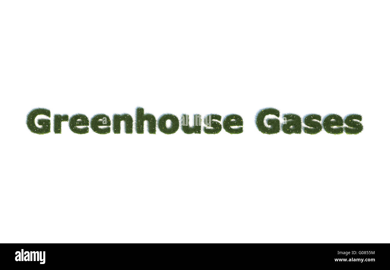 Greenhose Gase: Serie Schriftarten aus realistischen Grass Sprache E Stockfoto