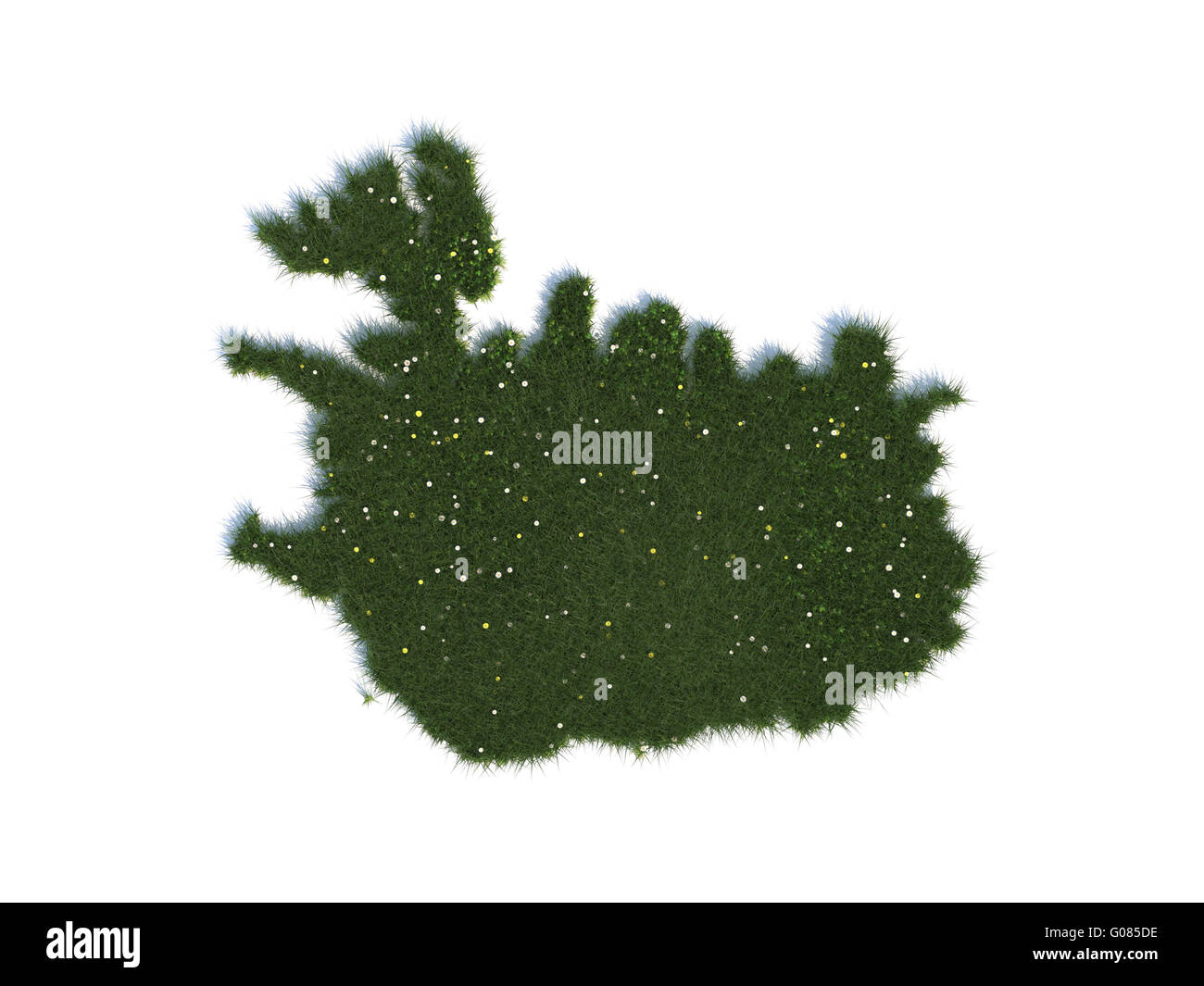 Karte der Insel Serie Länder aus realistischen Grass Stockfoto