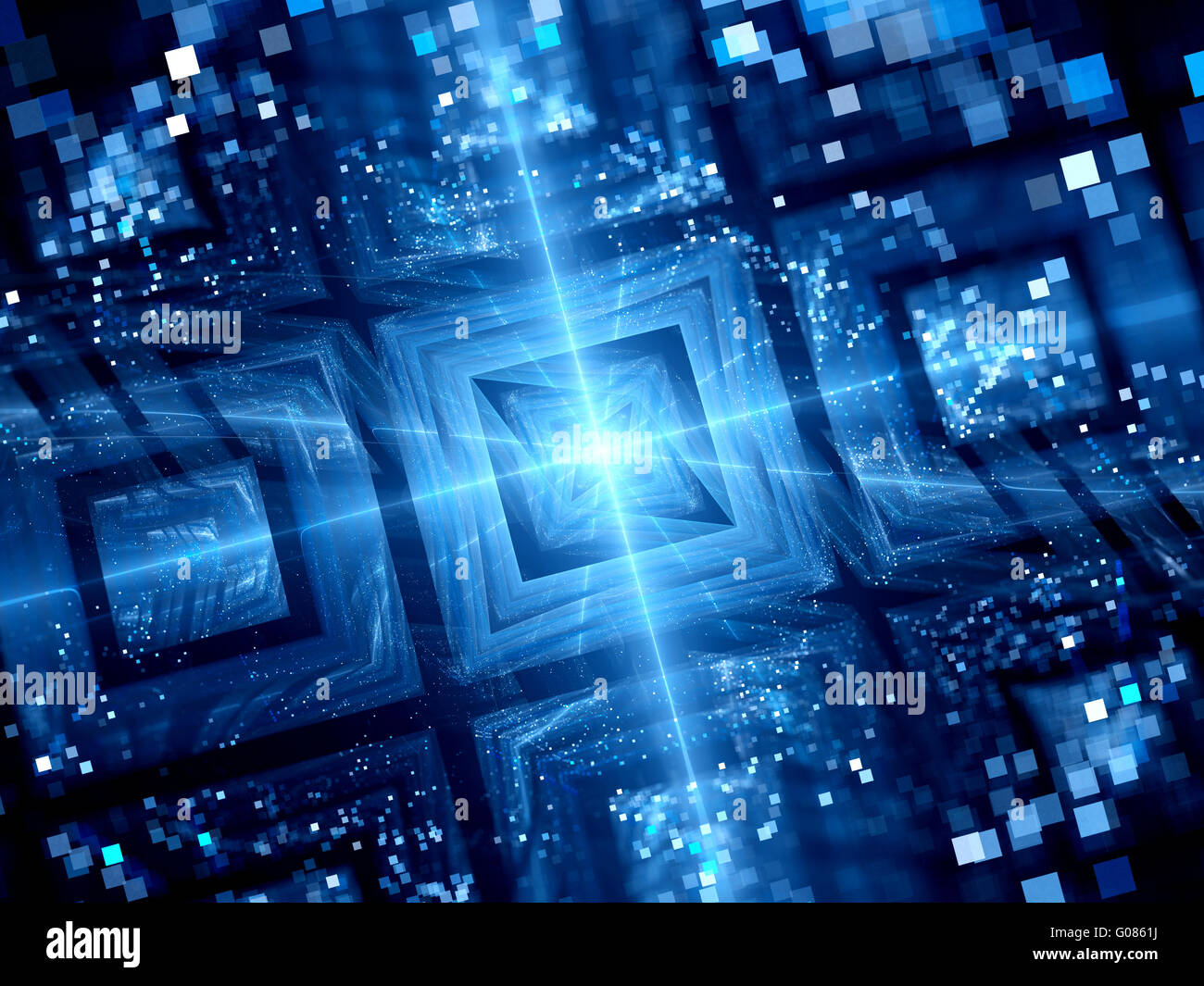 Blaue neue Raumfahrt, Computer generiert abstrakten Hintergrund Stockfoto