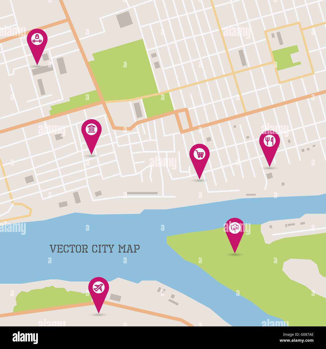 Vektor-Stadtplan Stock Vektor