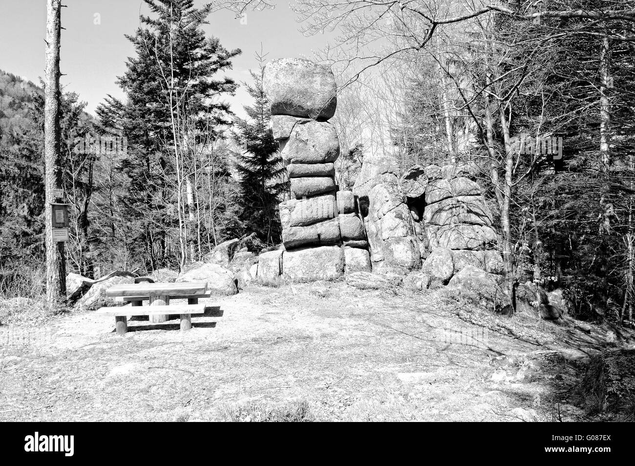 Sieben Rock mit Rastplatz Schwarzwald Deutschland Stockfoto
