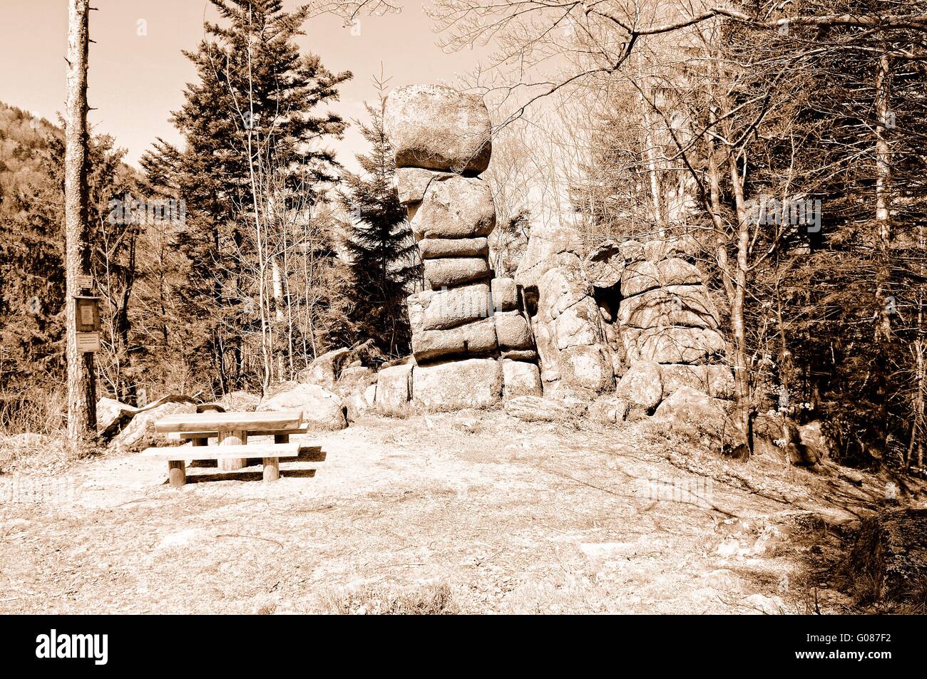 Sieben Rock mit Rastplatz alte Schwarzwald Deutschland Stockfoto