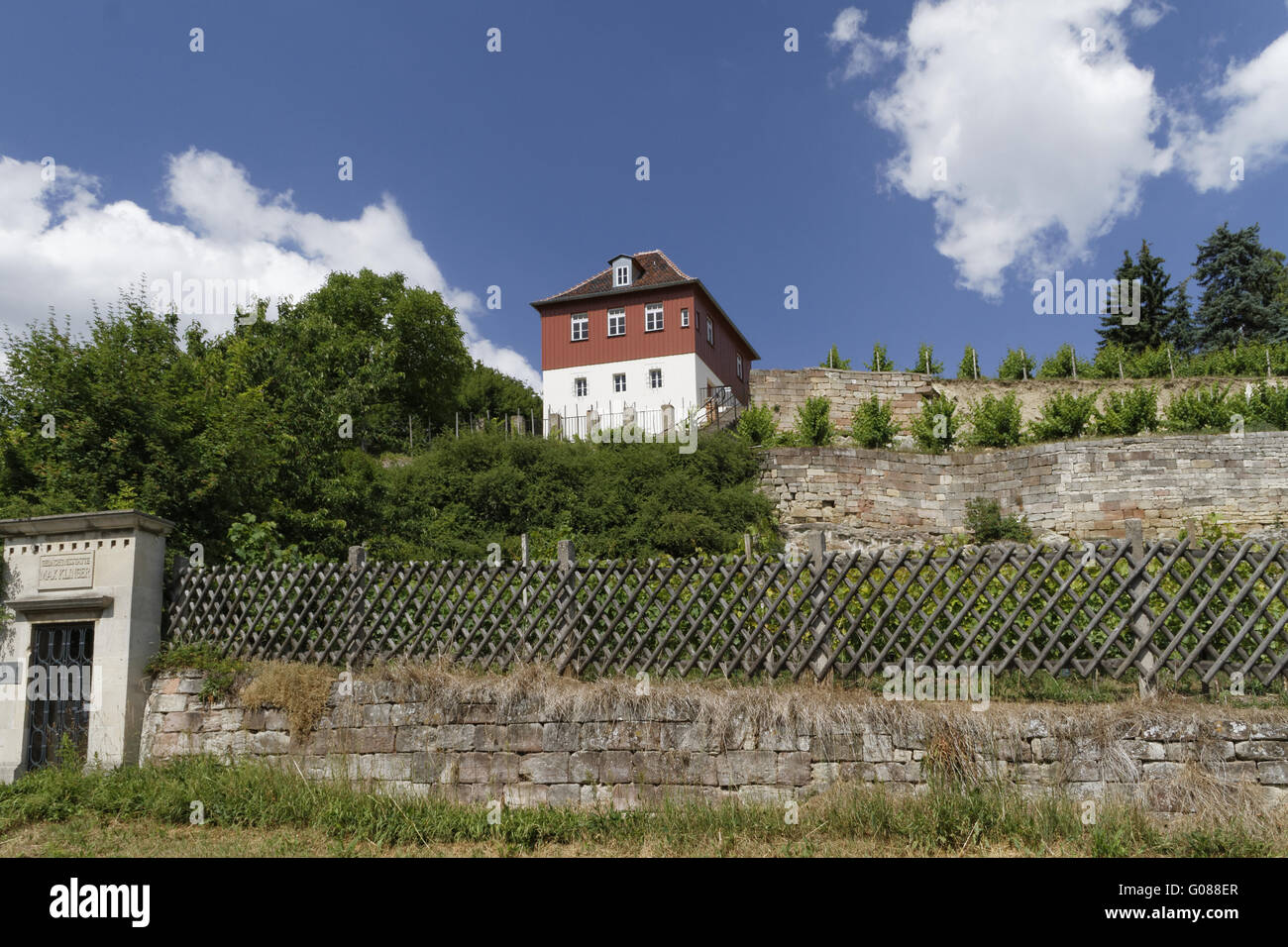 Max Klinger Speicher Platz in Großjena, Schloss admin Stockfoto