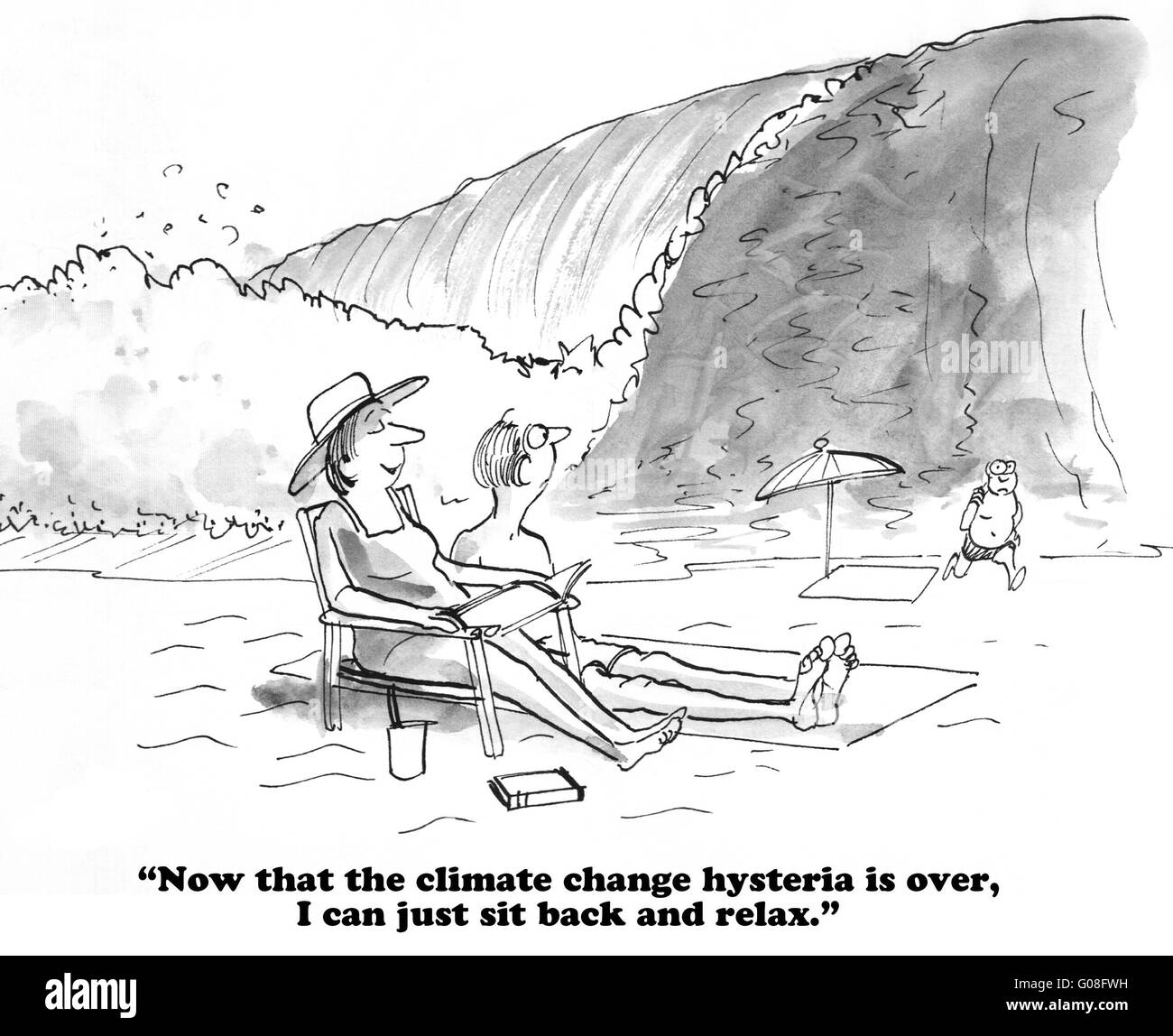 Cartoon über den Klimawandel. Stockfoto