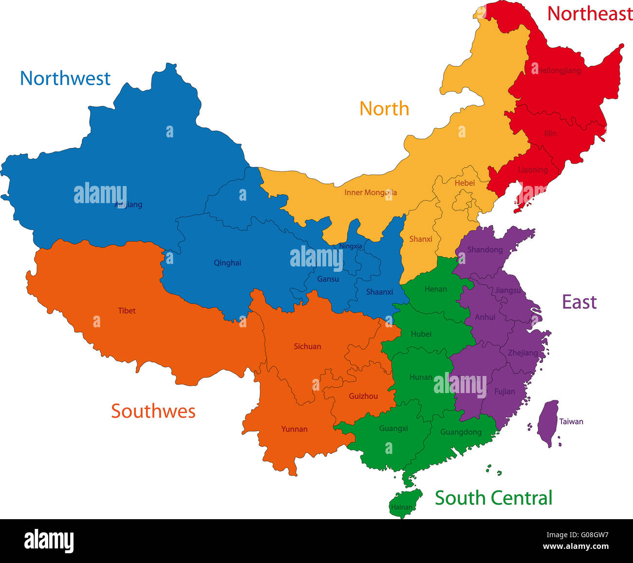 Bunte China Karte Stockfoto