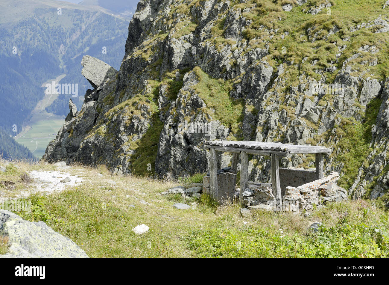 Schutz vor dem 1. Weltkrieg bei der Tilliacherjoch Stockfoto