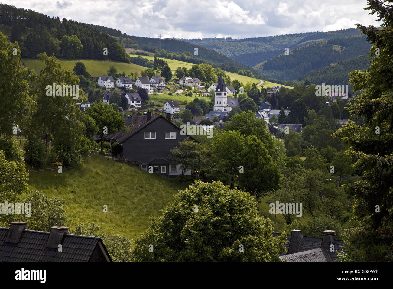 Ansicht von Schmallenberg im Sauerland, Deutschland. Stockfoto