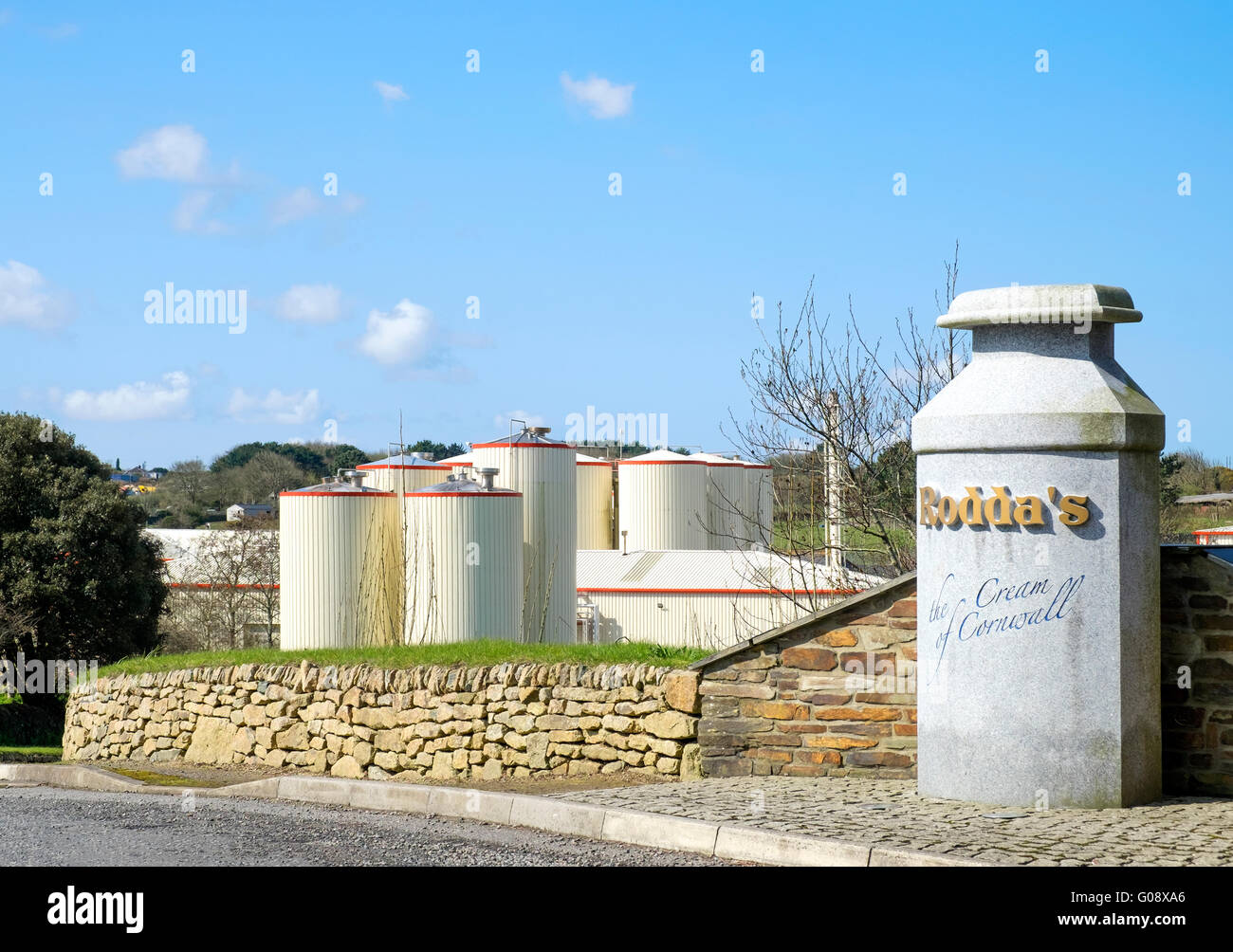 Rhoddas Molkerei in der Nähe von Redruth in Cornwall, UK, Hersteller von Cornish Clotted Cream. Stockfoto
