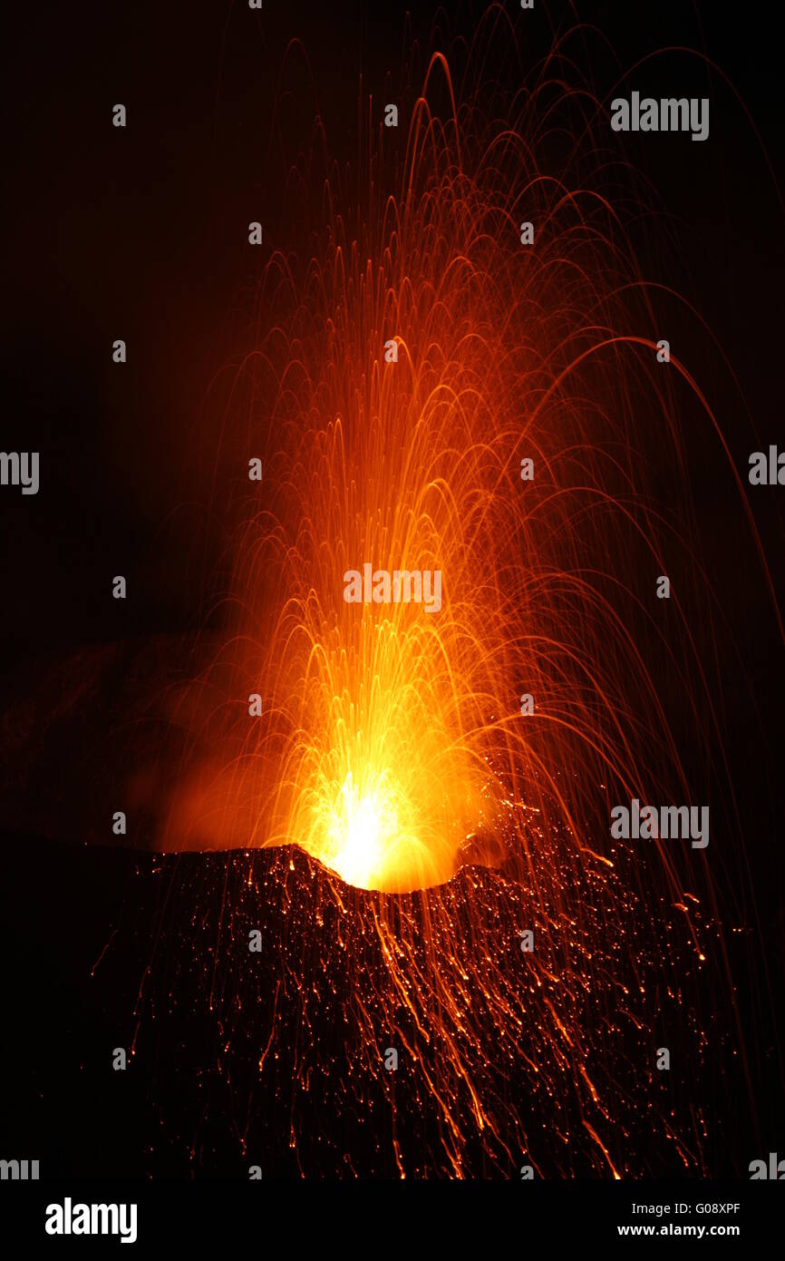 Ausbrechenden Vulkan stromboli Stockfoto
