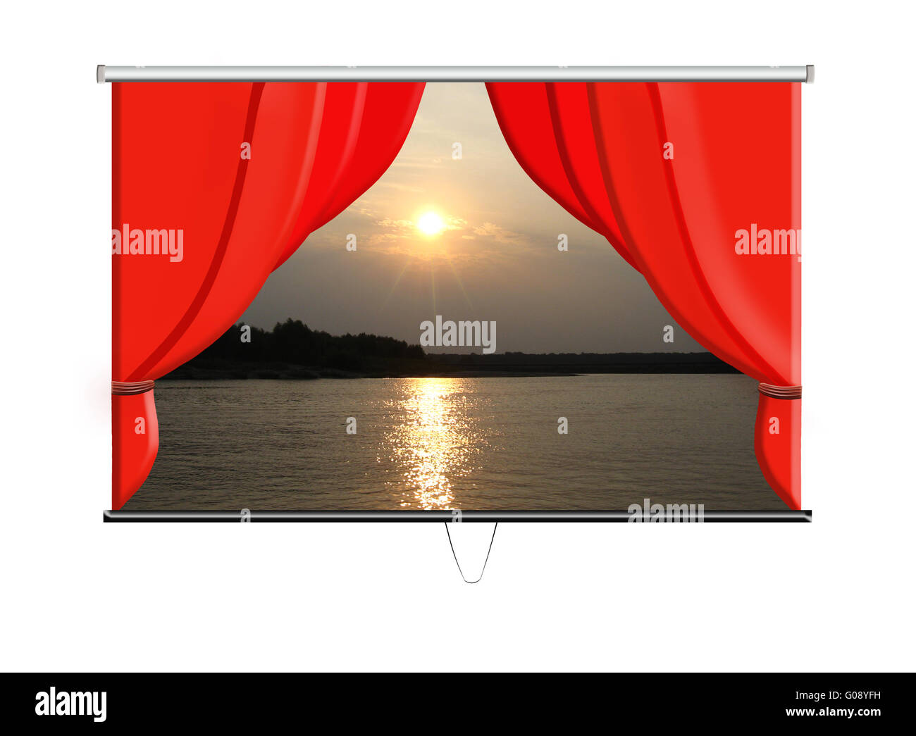 schönen Bildschirm mit roten Vorhängen und Unikat Stockfoto