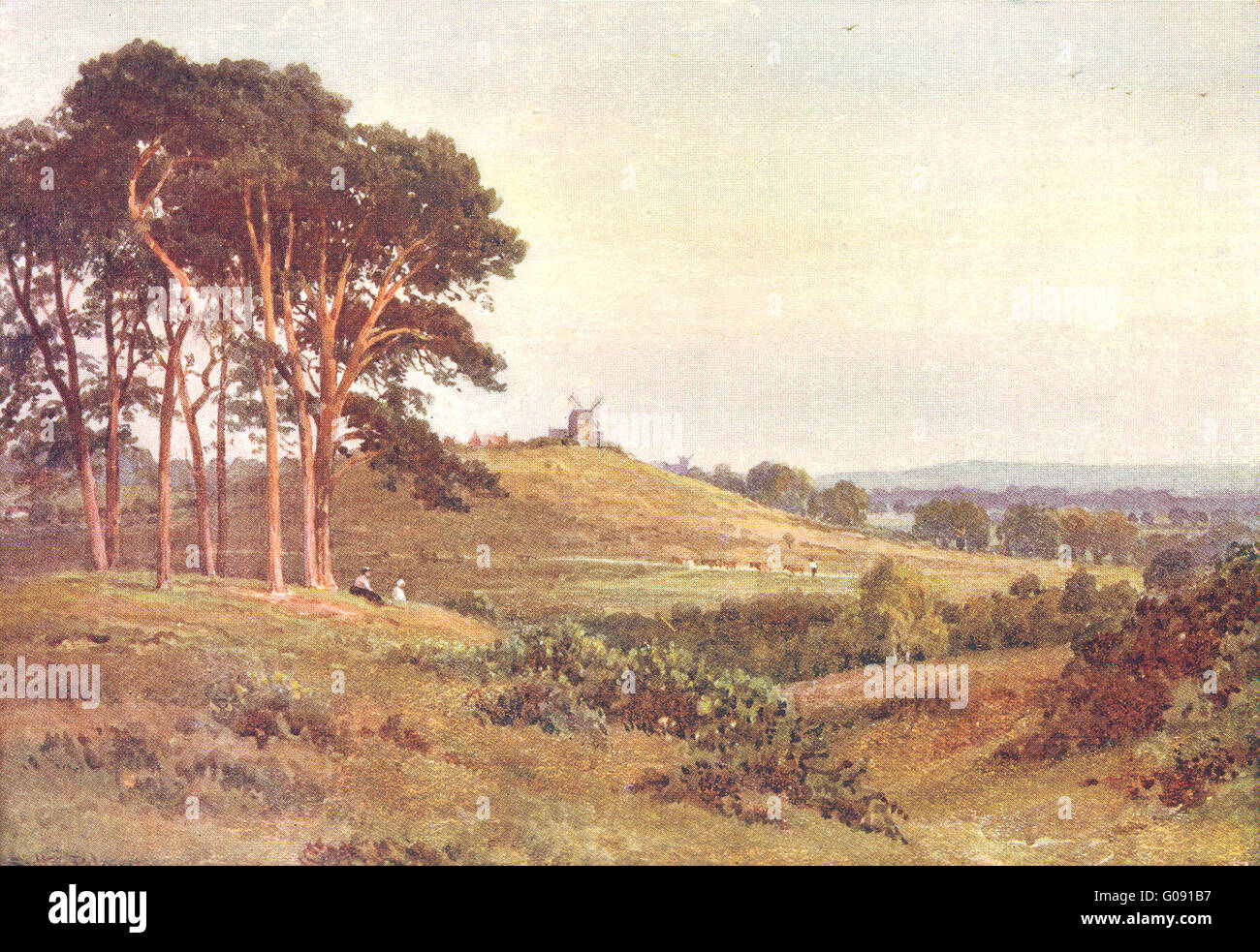 SURREY: Reigate Heath, Abend, antique print 1912 Stockfoto