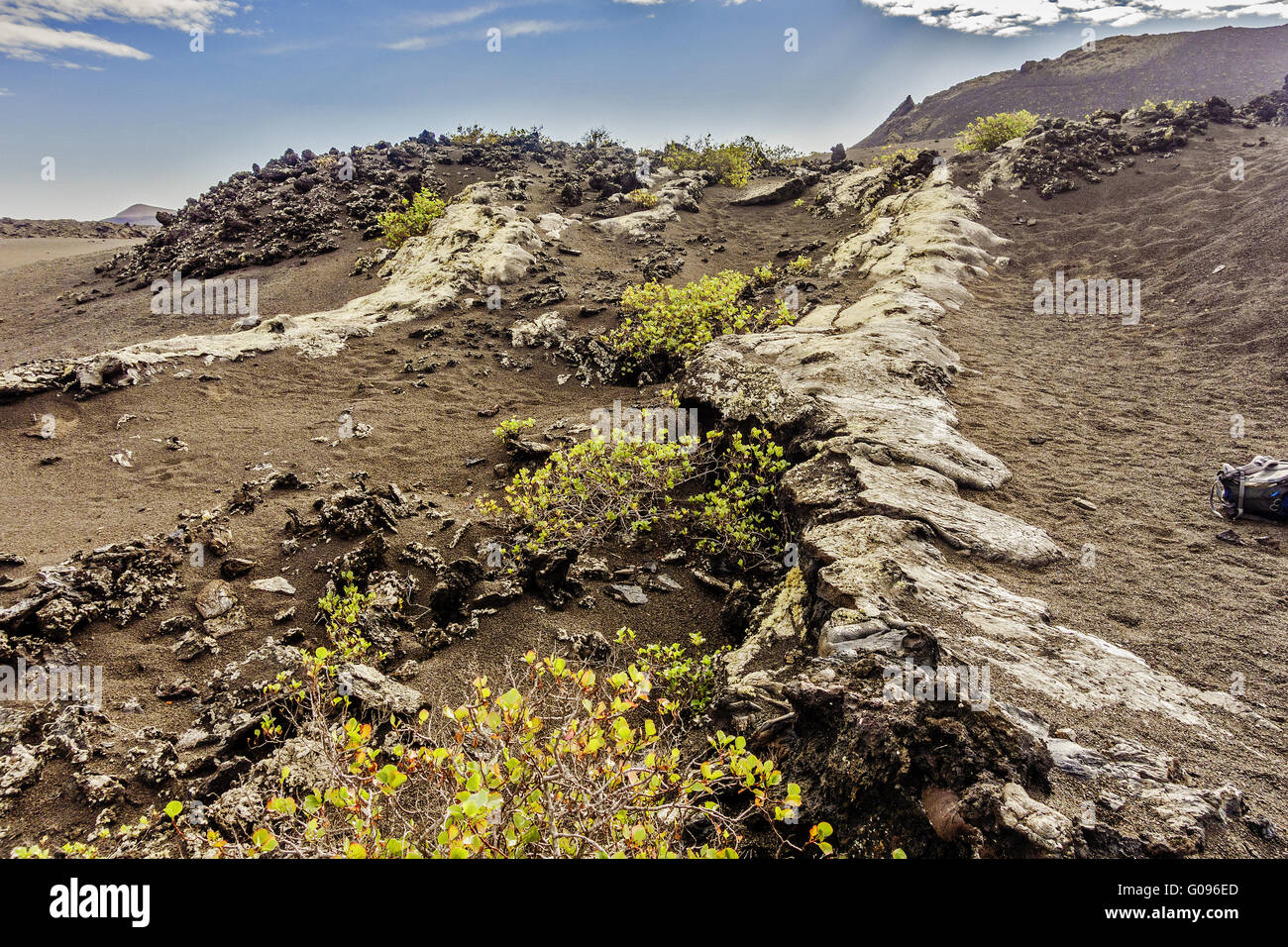 Lavaströme vulkanischen Landschaft Lanzarote Kanarische Isl Stockfoto