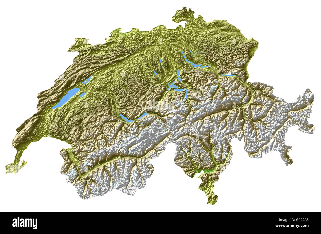 Schweiz - topologische Reliefkarte Stockfoto