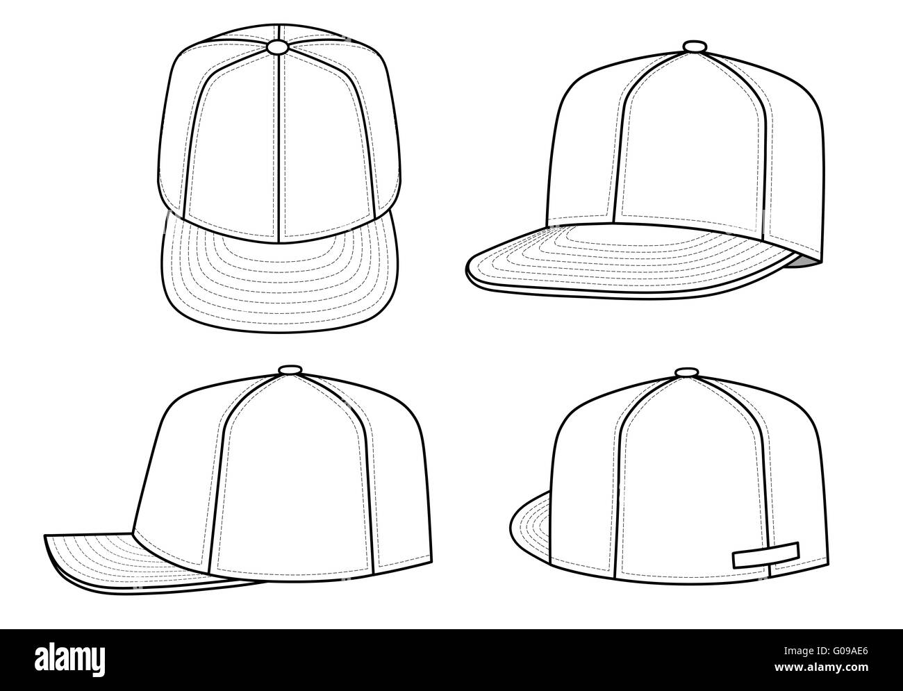 Umriss Rap Cap Abbildung isoliert auf weiss Stockfoto