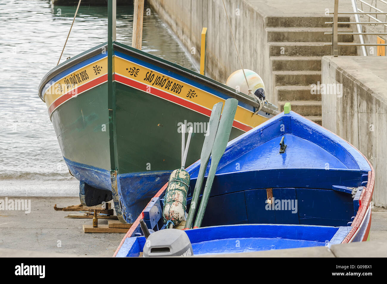 Gestrandeter Boote am Ponto Sol Madeira Portugal Stockfoto