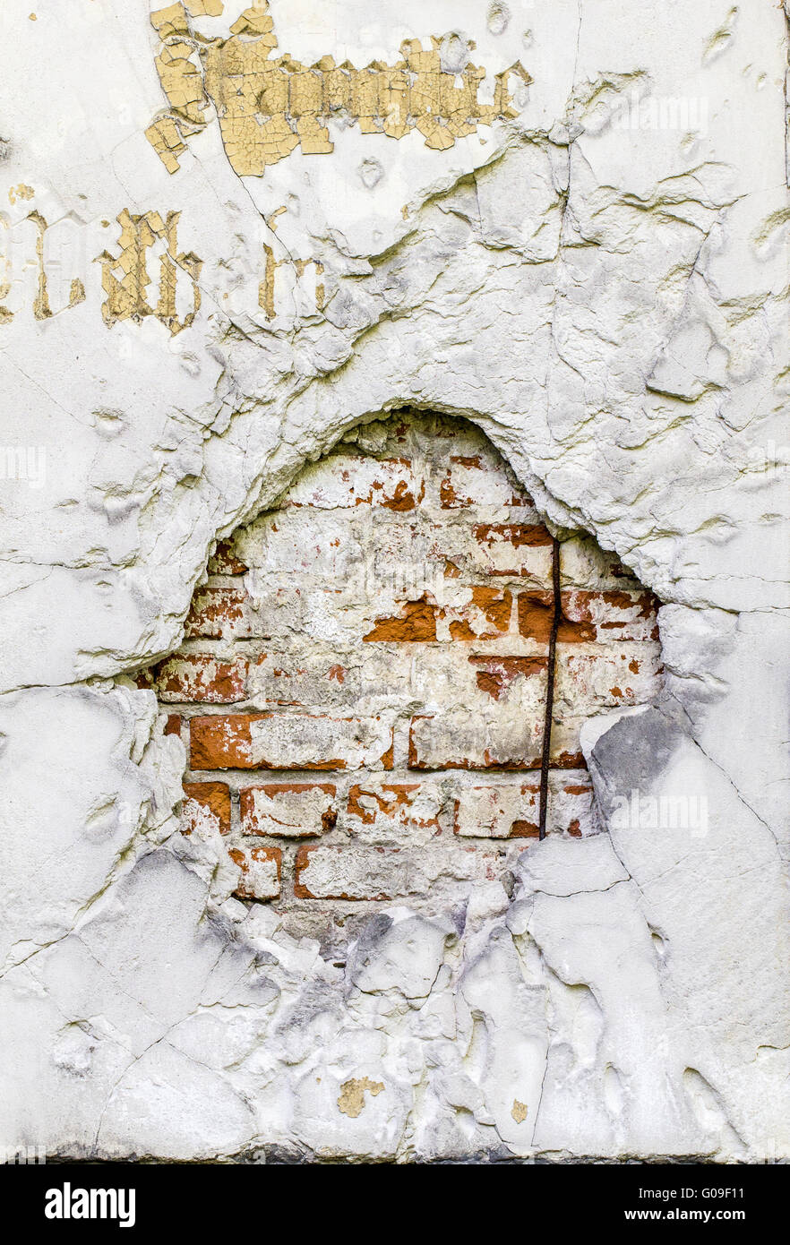 Vintage Ziegel Wand Hintergrund Mit Grossen Einschussloch Gerendert Stockfotografie Alamy
