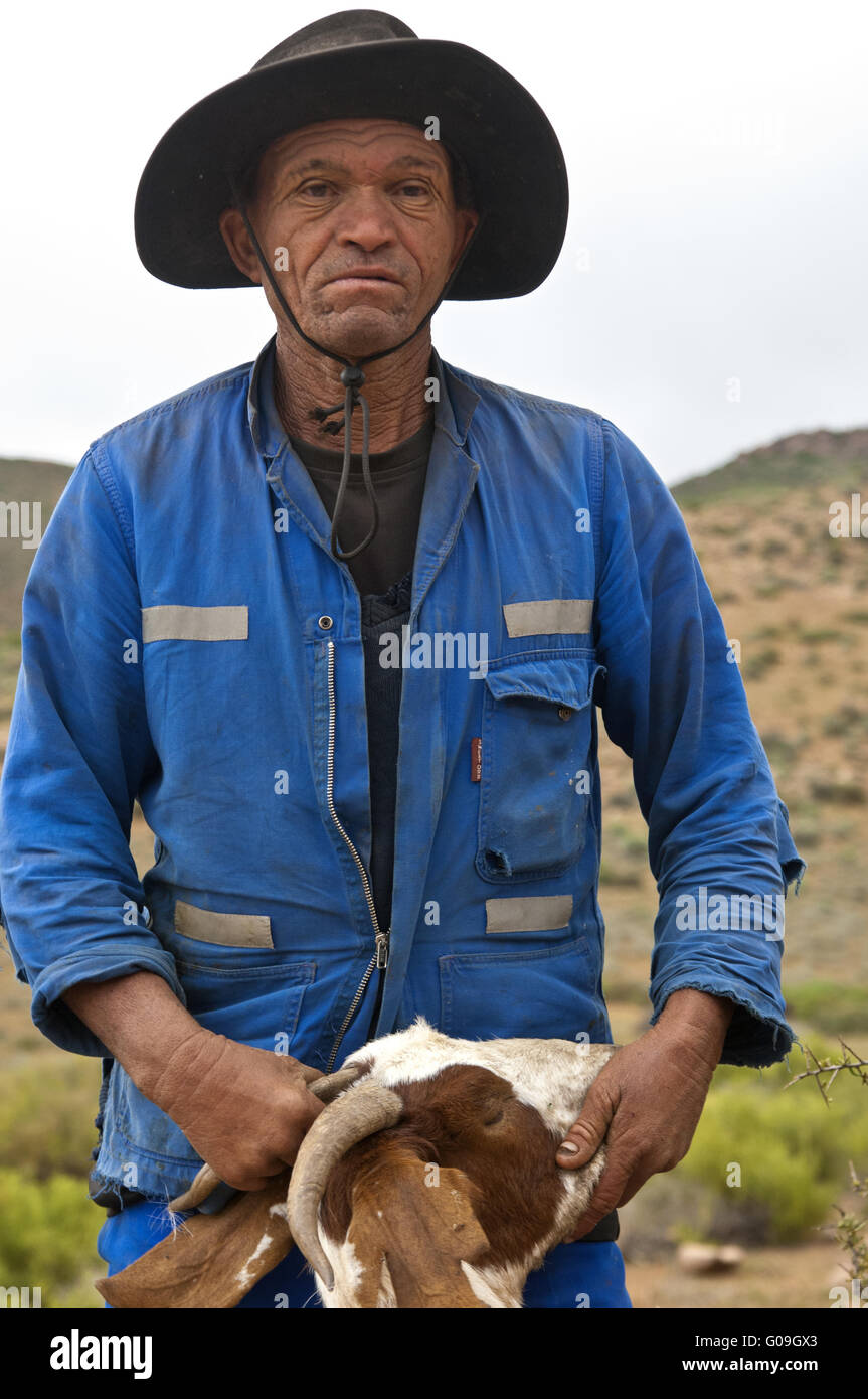 Nama Ziegenhirte, Richtersveld, Südafrika Stockfoto