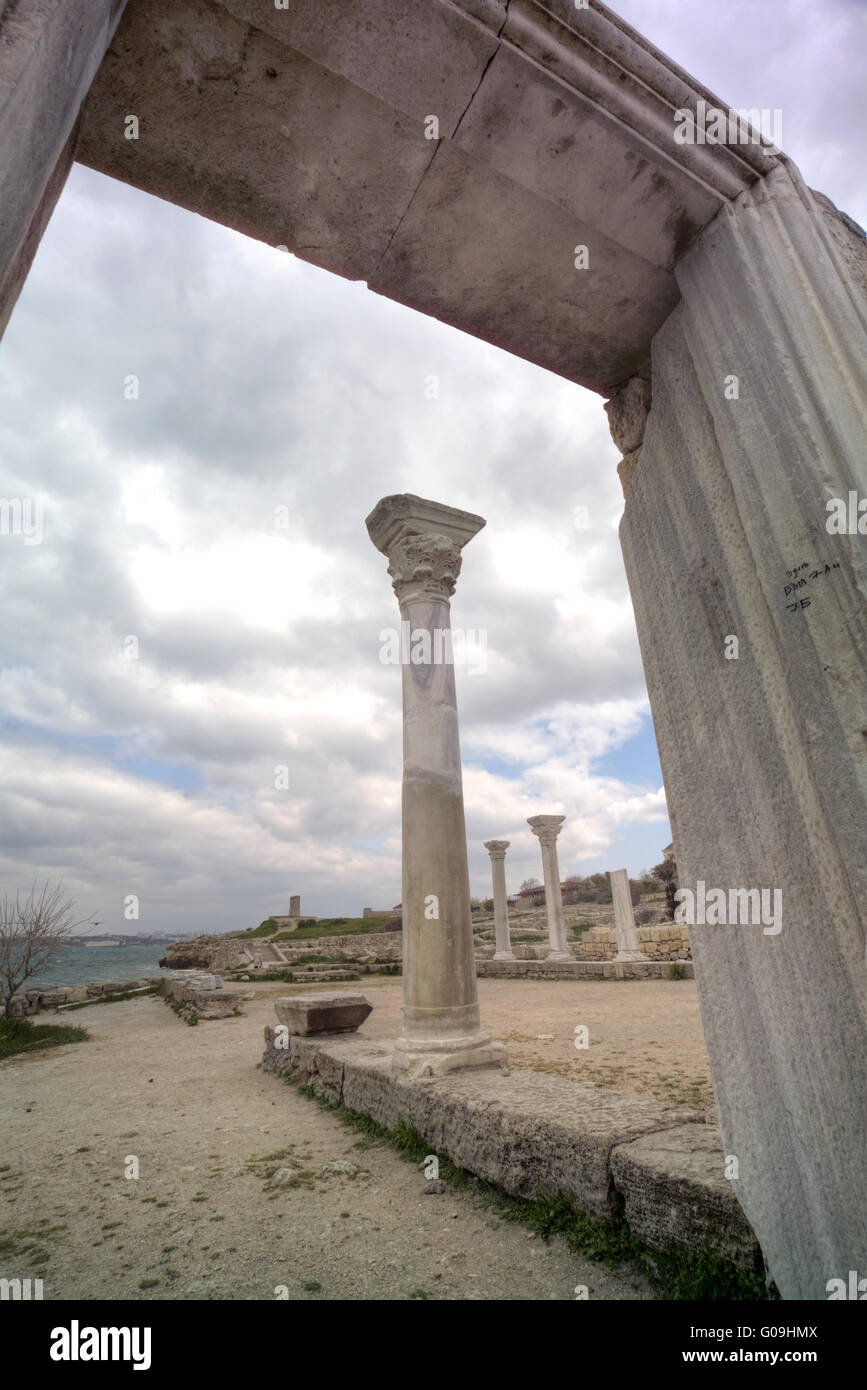 Ruinen der antiken griechischen Kolonie Chersones. Sewastopol, Crimea Stockfoto