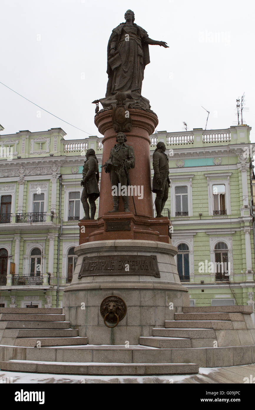 Denkmal der russischen Kaiserin Katharina II. und Potemkin Odessa Stockfoto