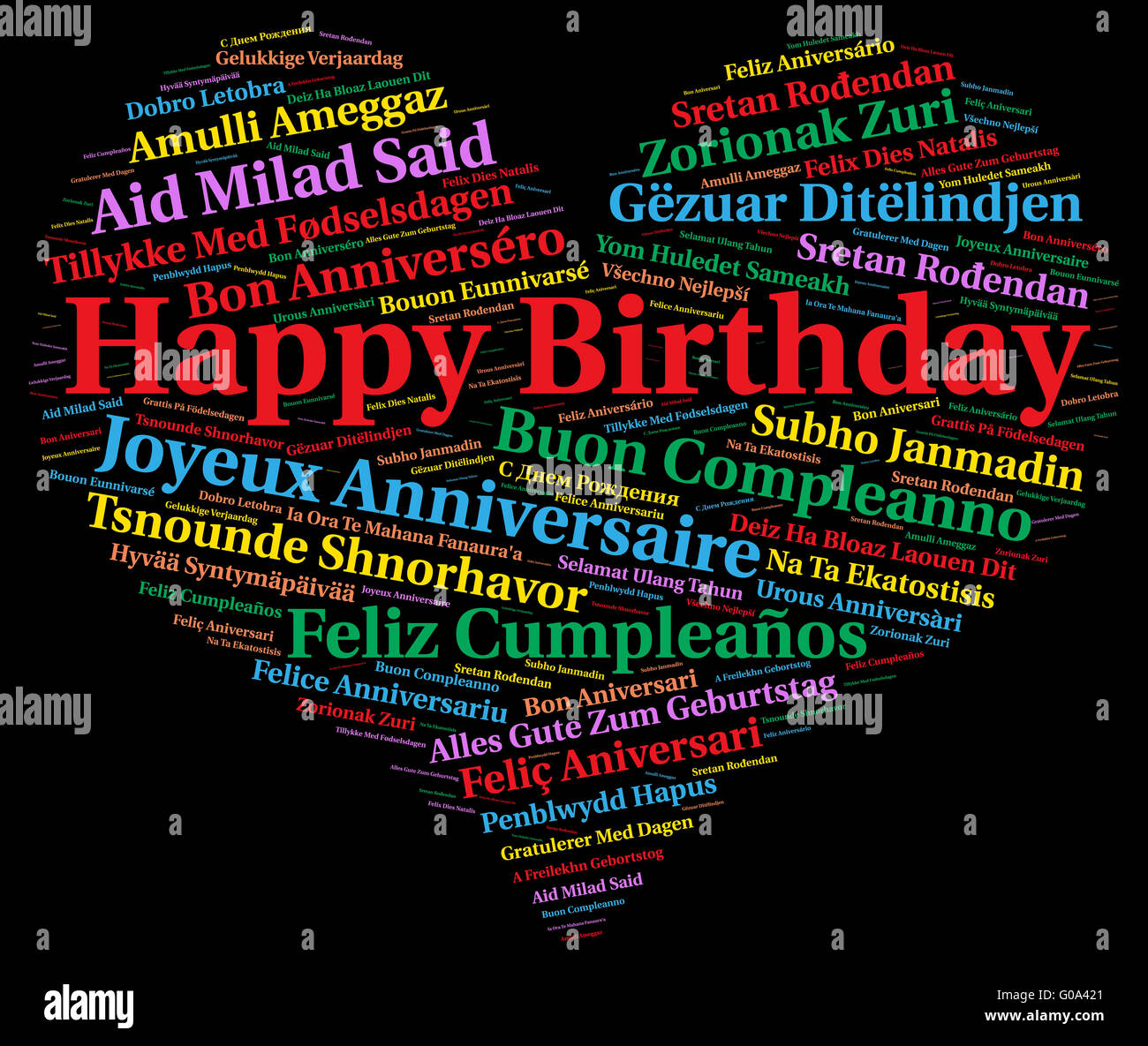 Alles Gute Zum Geburtstag In Verschiedenen Sprachen Stockfotografie Alamy