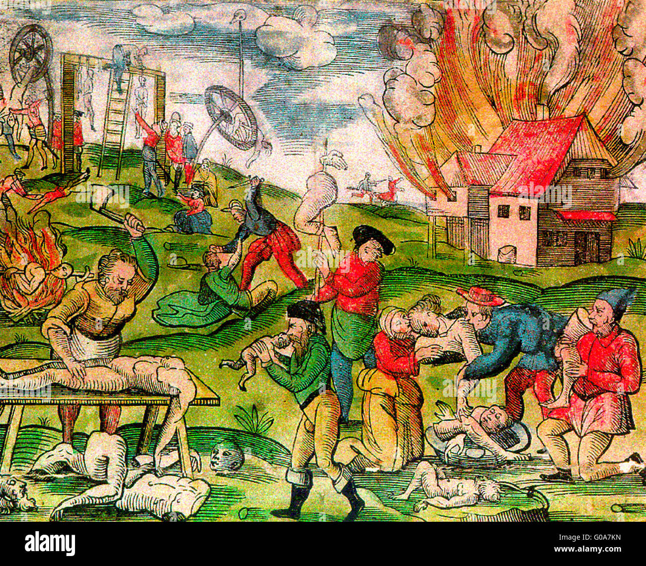 Kannibalismus in Litauen während der russischen Invasion im Jahre 1571, deutsche Platte. Kannibalismus in Muscovy und Litauen 1571 Stockfoto