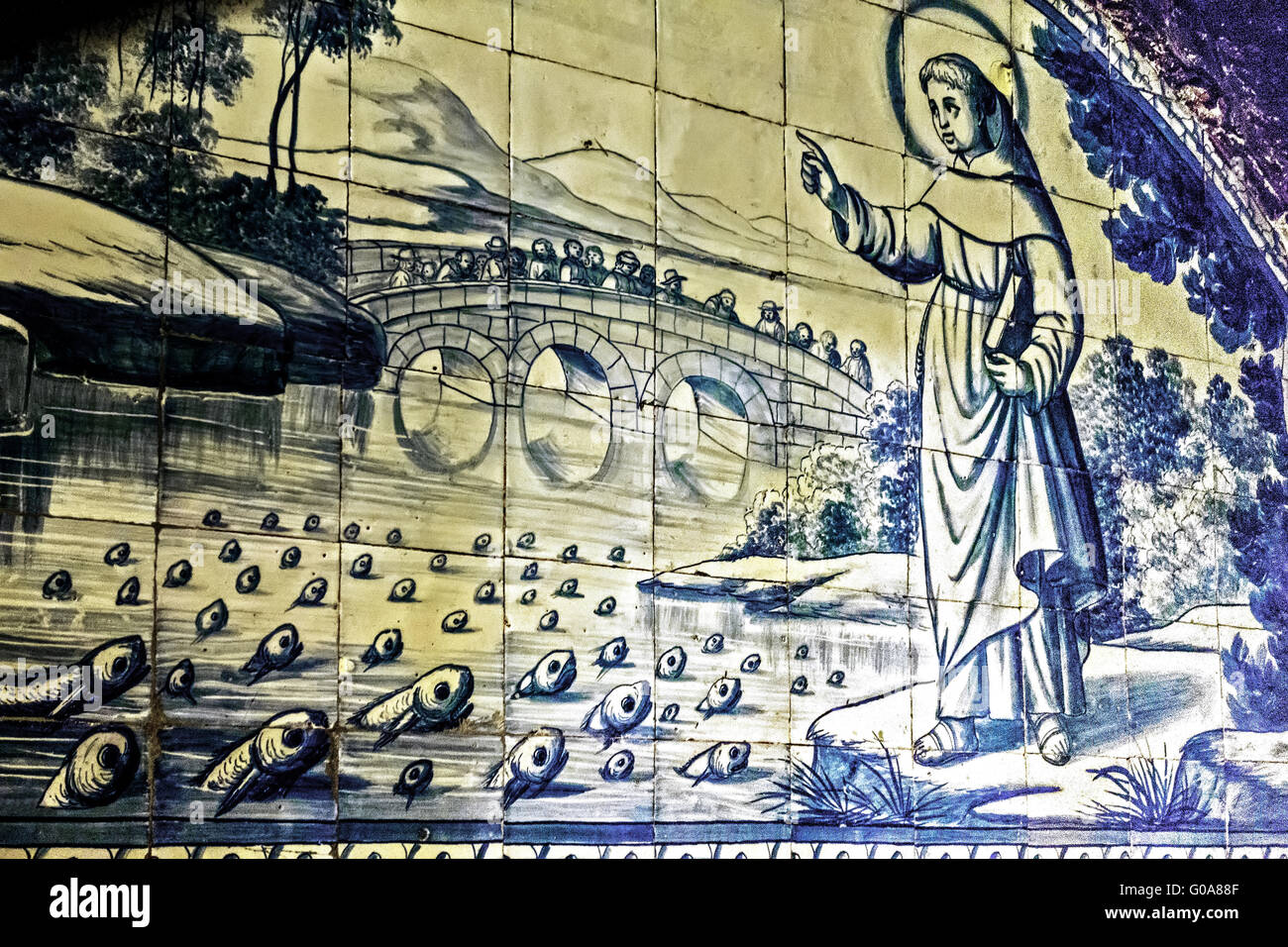 Antonius Predigt den Fischen Lissabon kreisförmig Stockfoto