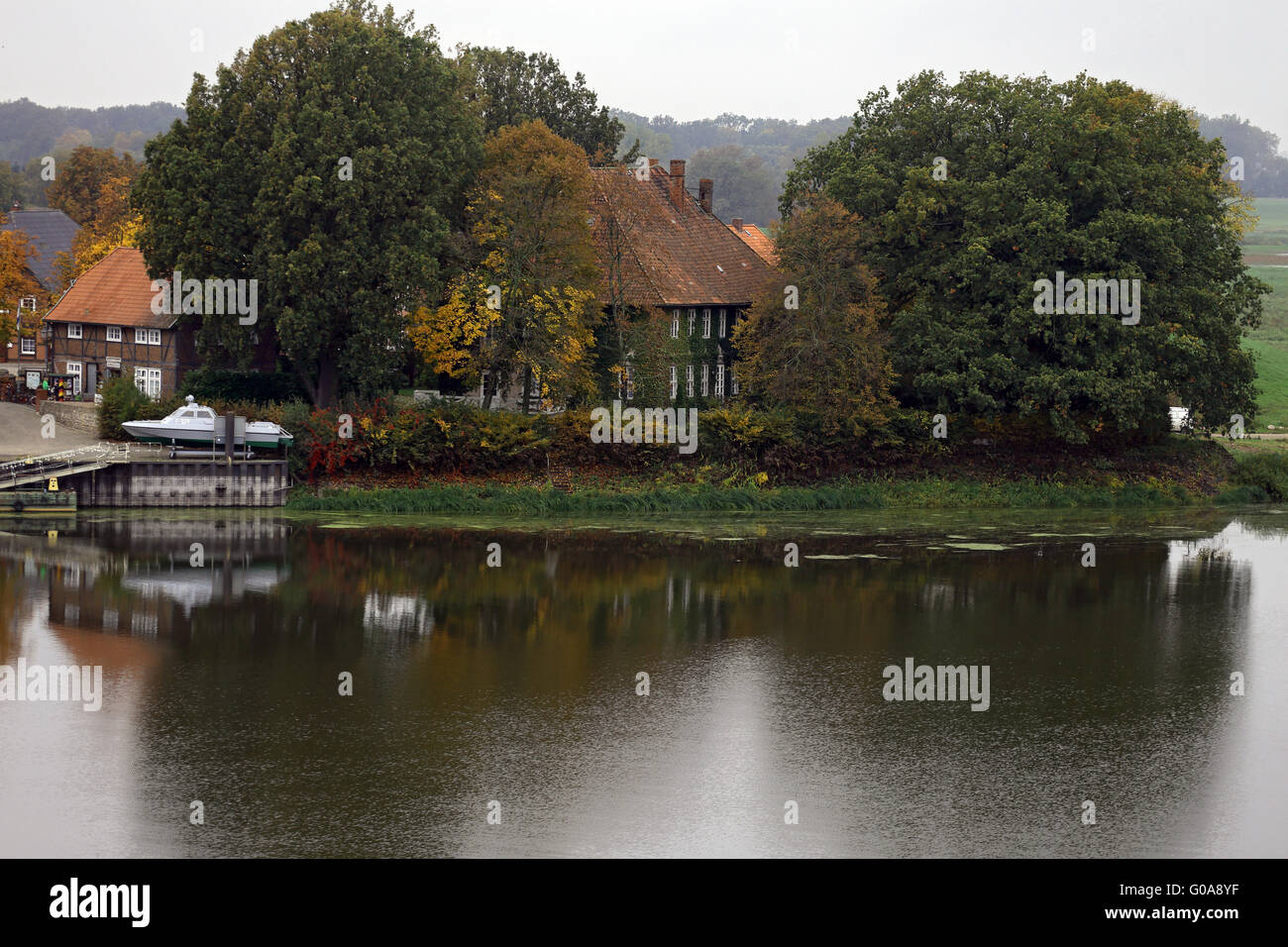 Alte Stadt von Schnackenburg am Fluss Elbe, Deutschland Stockfoto