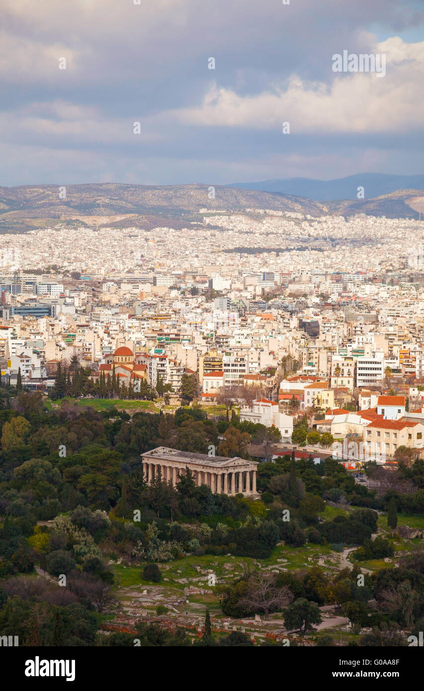 Malerische Aussicht von Athen mit antiken Agora Stockfoto