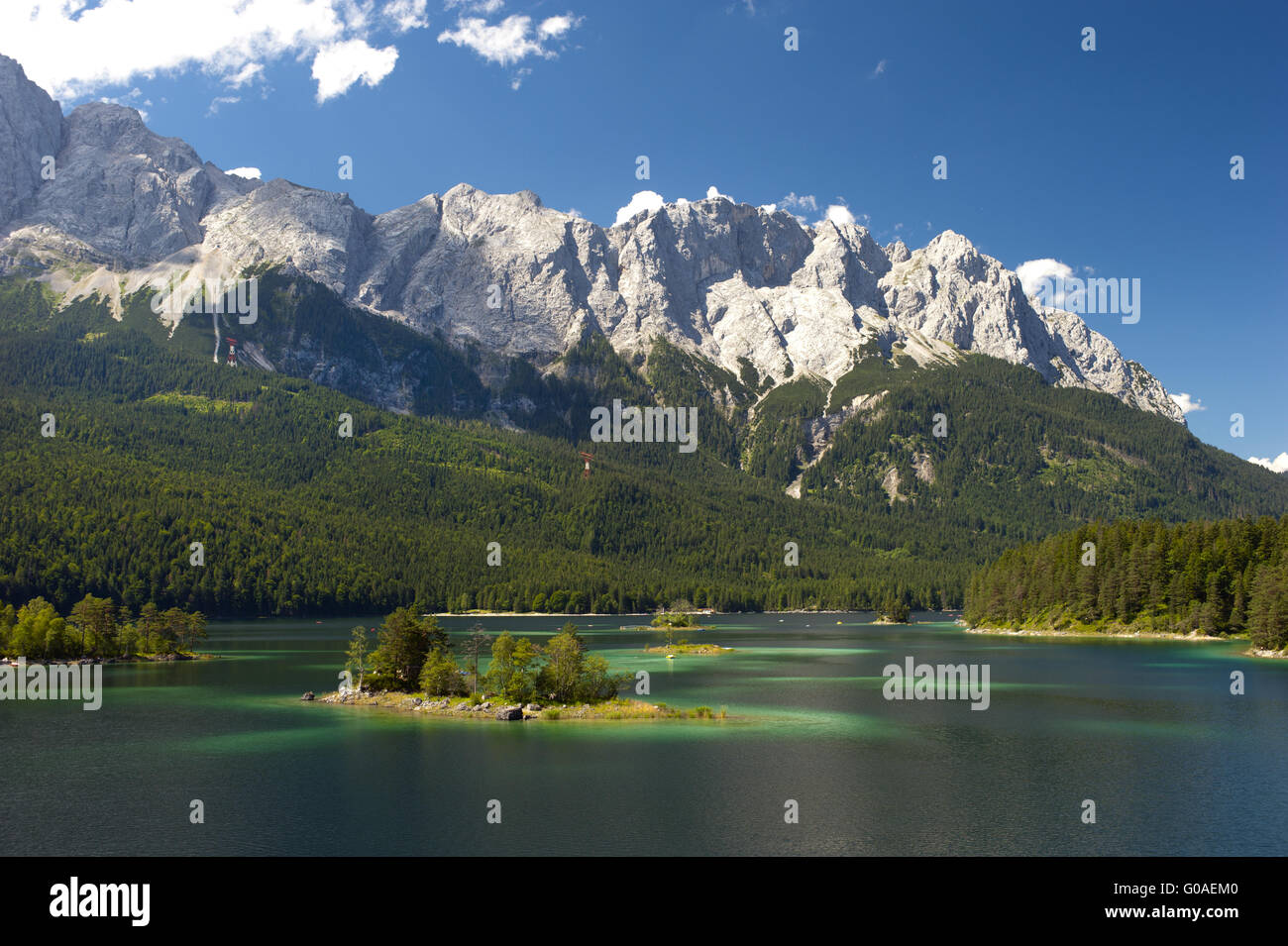 Eibsee See und Alpen Berge in Bayern, Deutschland Stockfoto