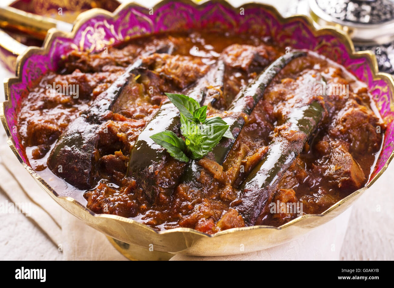 Persisch-Lamm-Eintopf mit Auberginen - Xoresht-e badenjan Stockfoto