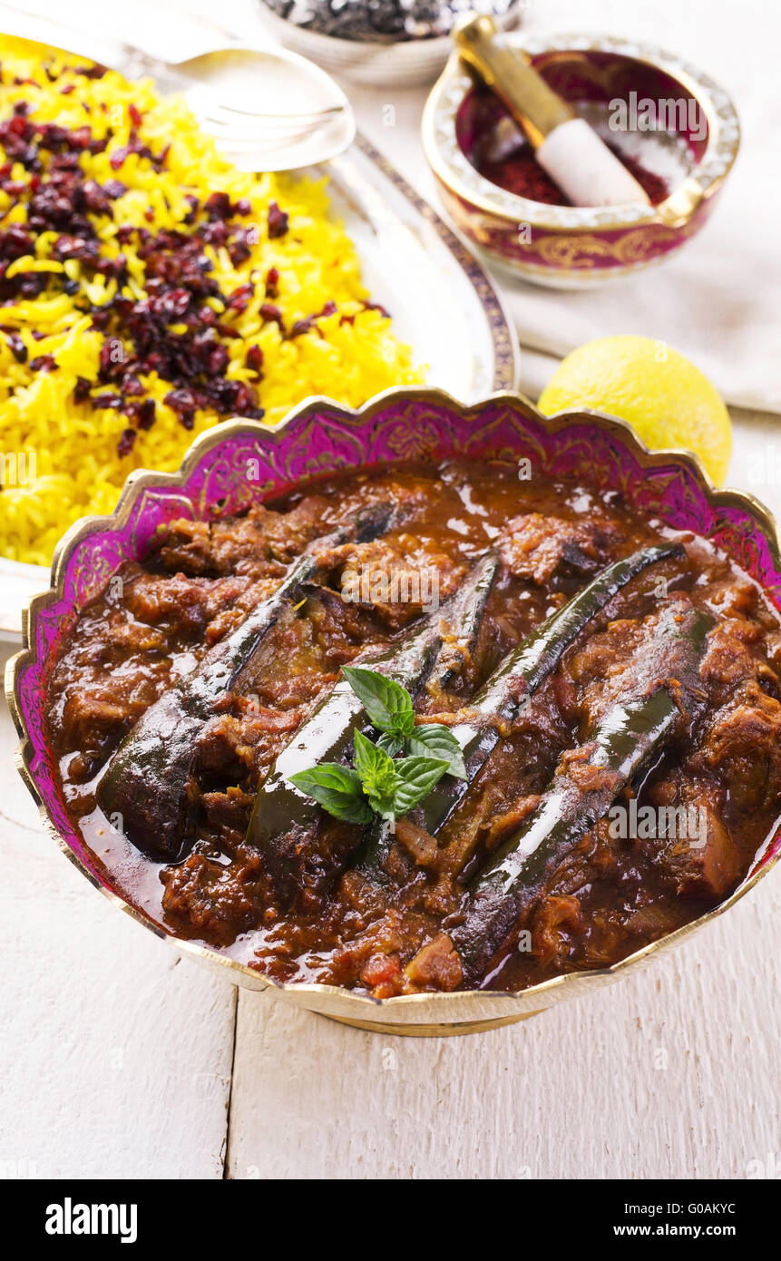 solange-e Bademnjan - Persisch Lamm-Ragout mit Auberginen Stockfoto