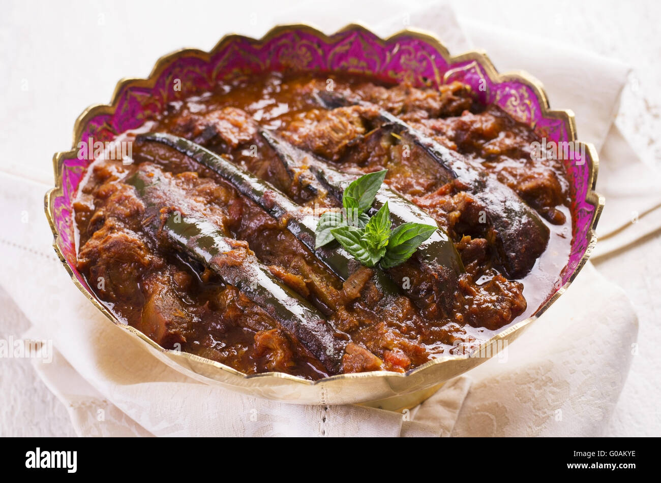 Xoresh-e Badenjan - persischen Lamm-Eintopf mit Auberginen Stockfoto