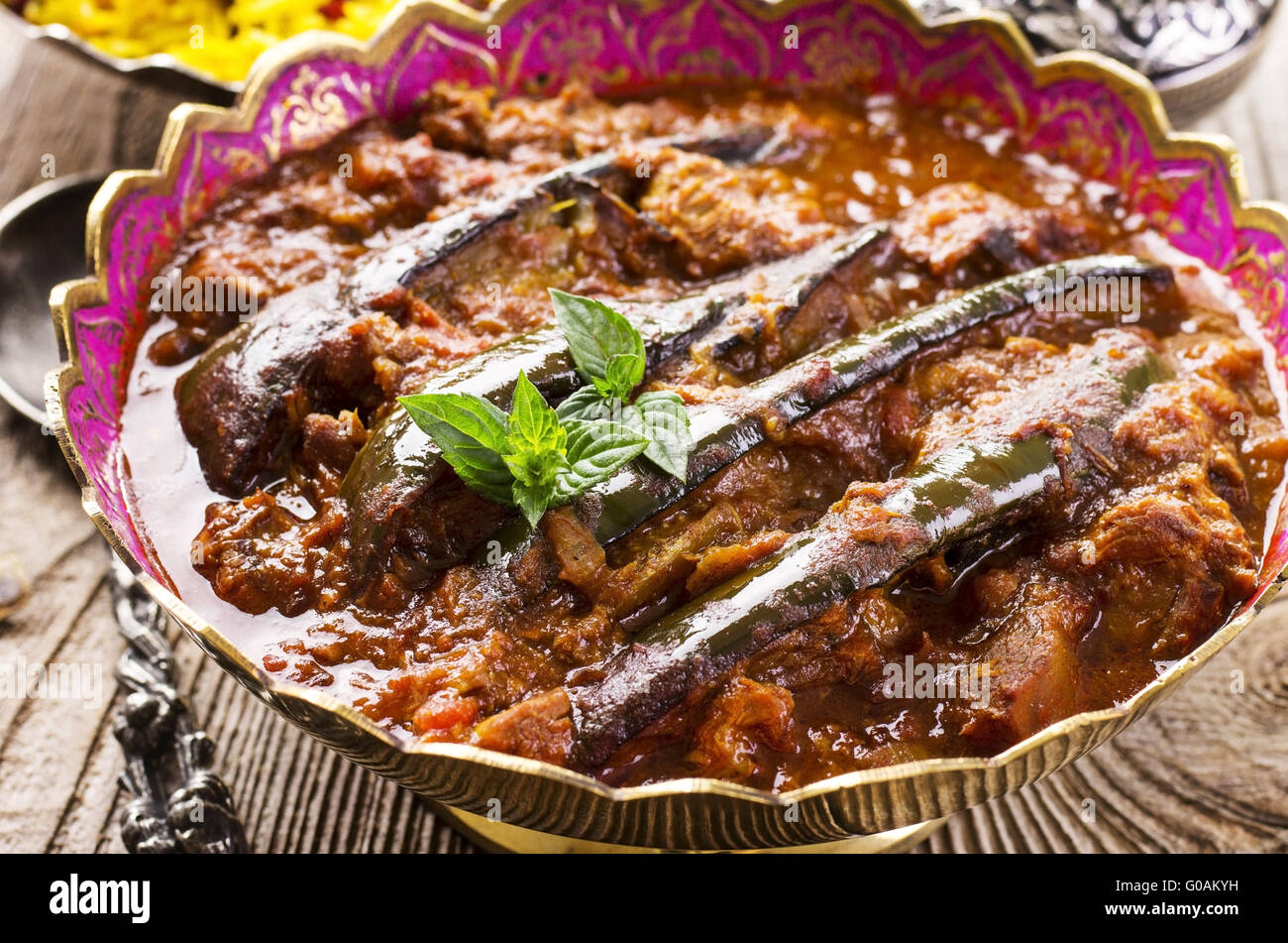 Persische Auberginen und Lamm-Eintopf - Xoresht-e badenjan Stockfoto