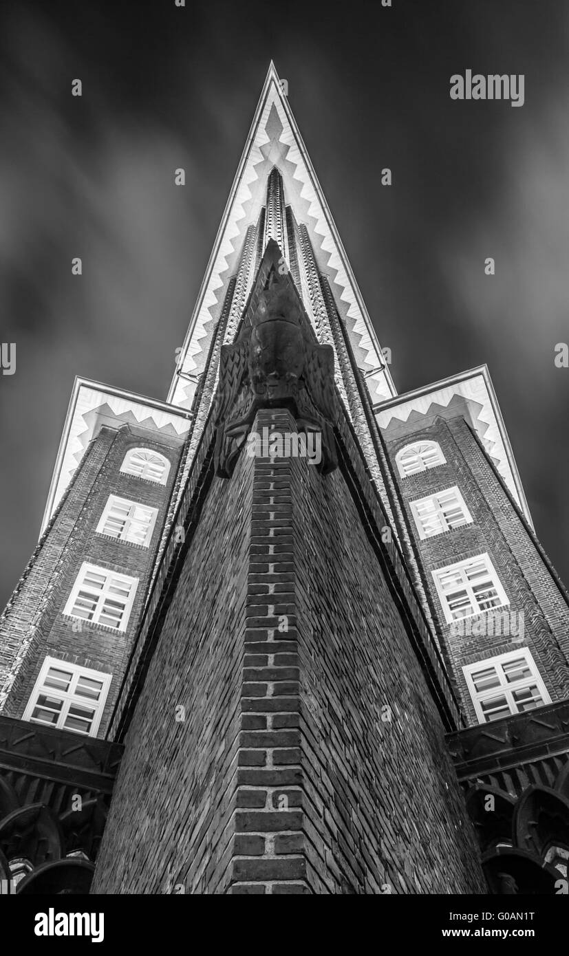 Hamburg-Chilehouse in der Nacht Stockfoto