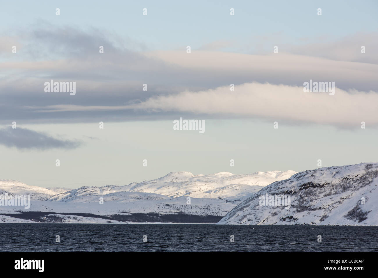 Barentssee vor Kirkenes in Nordnorwegen, Fj Stockfoto