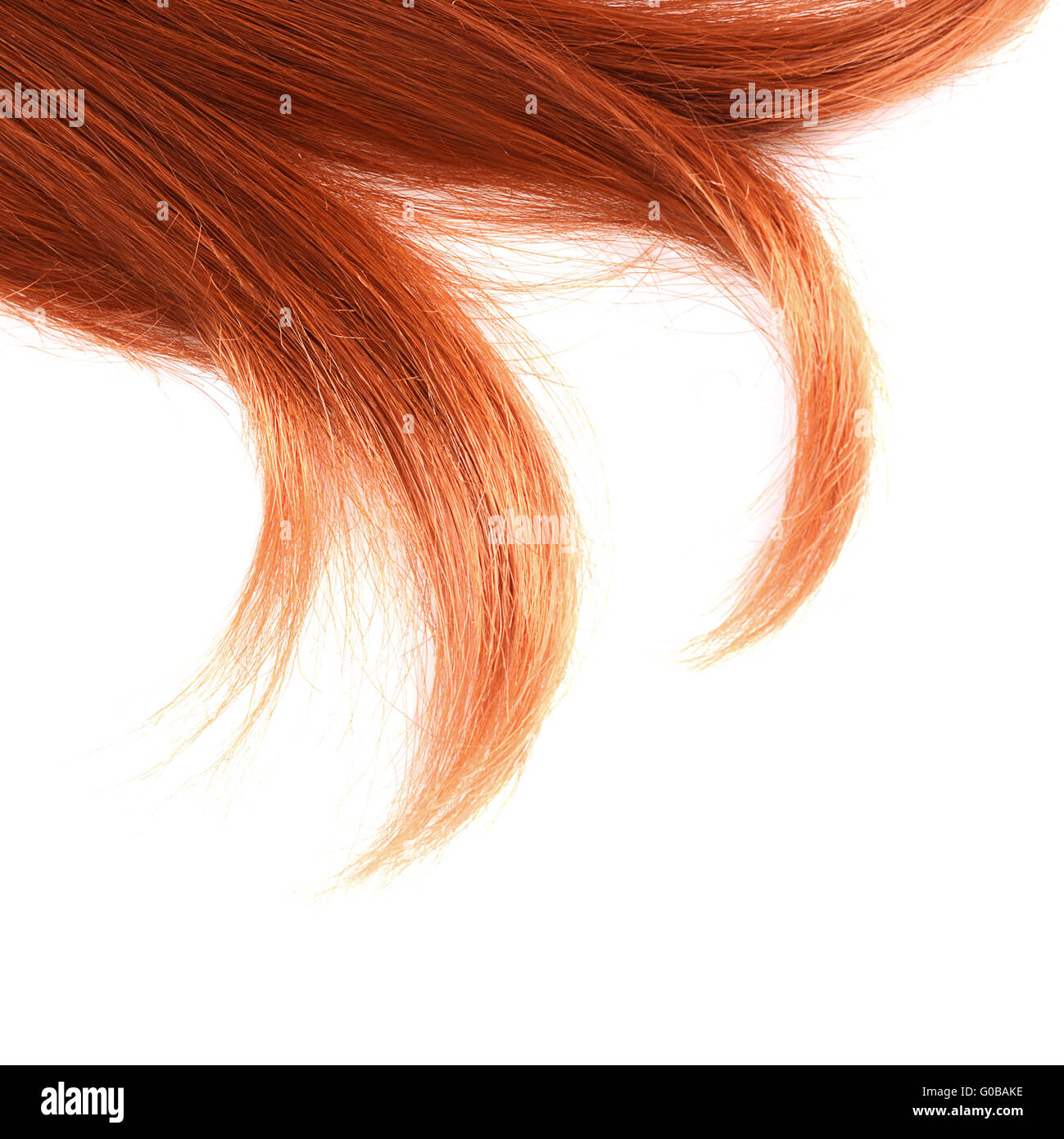 Schöne rote Haare isoliert auf weißem Hintergrund Stockfoto